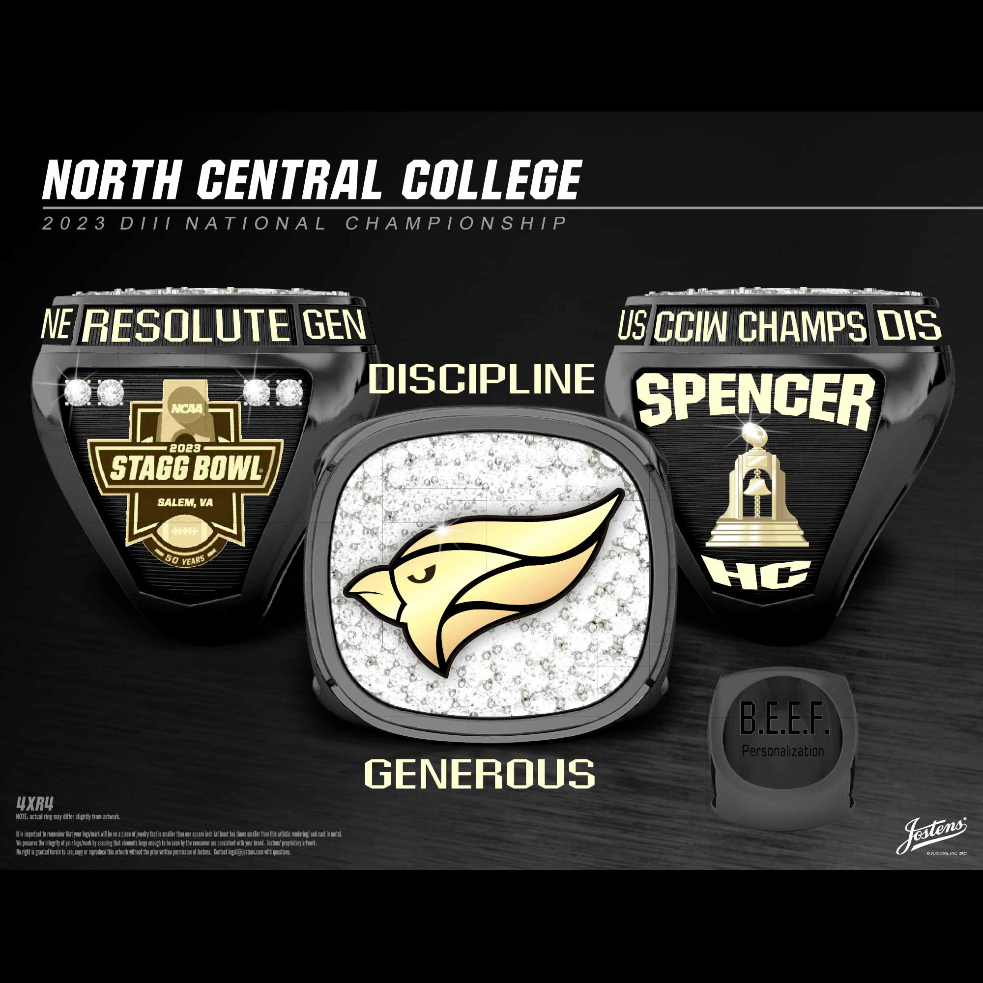 North Central College Men's Football 2023 National Championship Ring