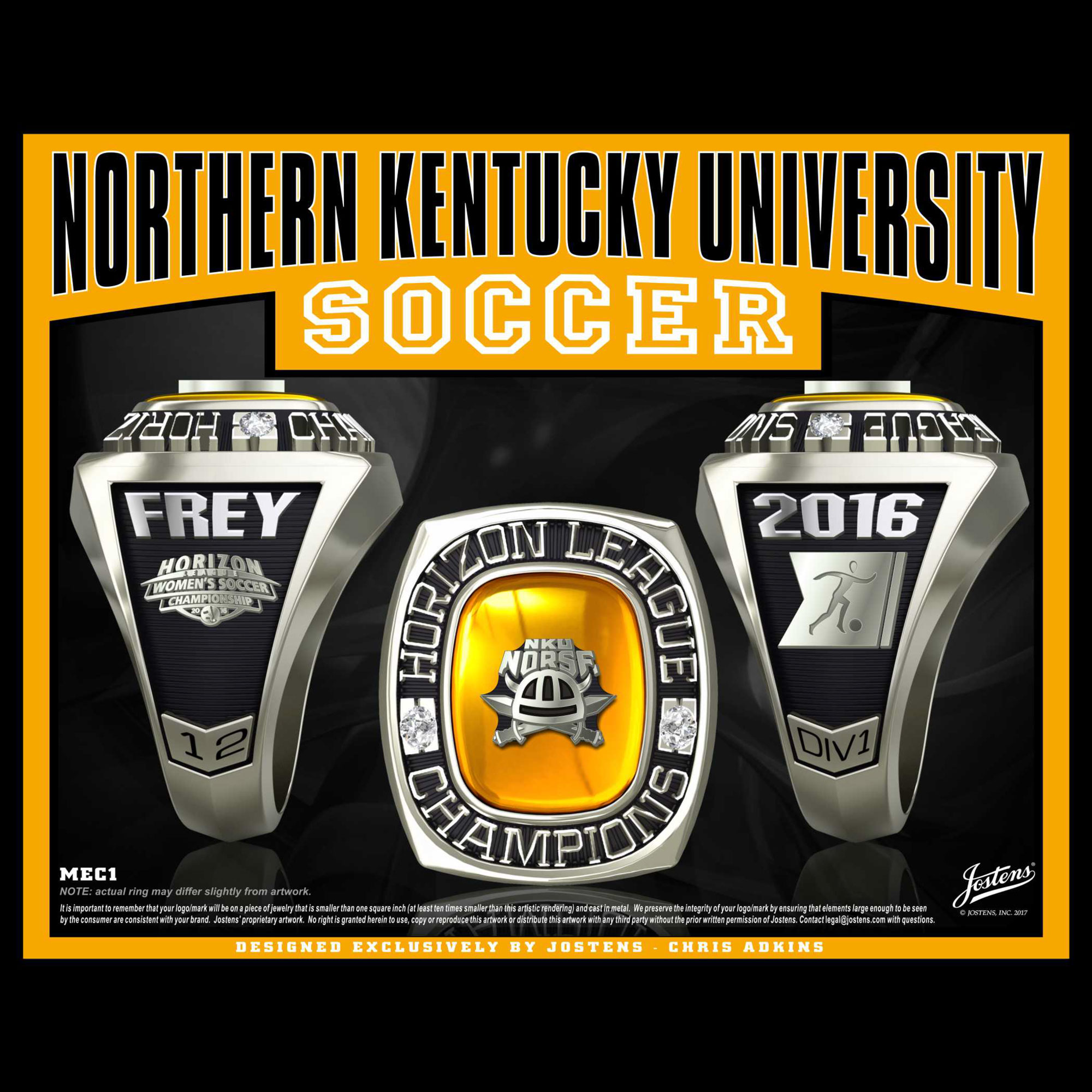 Northern Kentucky University Women's Soccer 2016 Horizon League Championship Ring