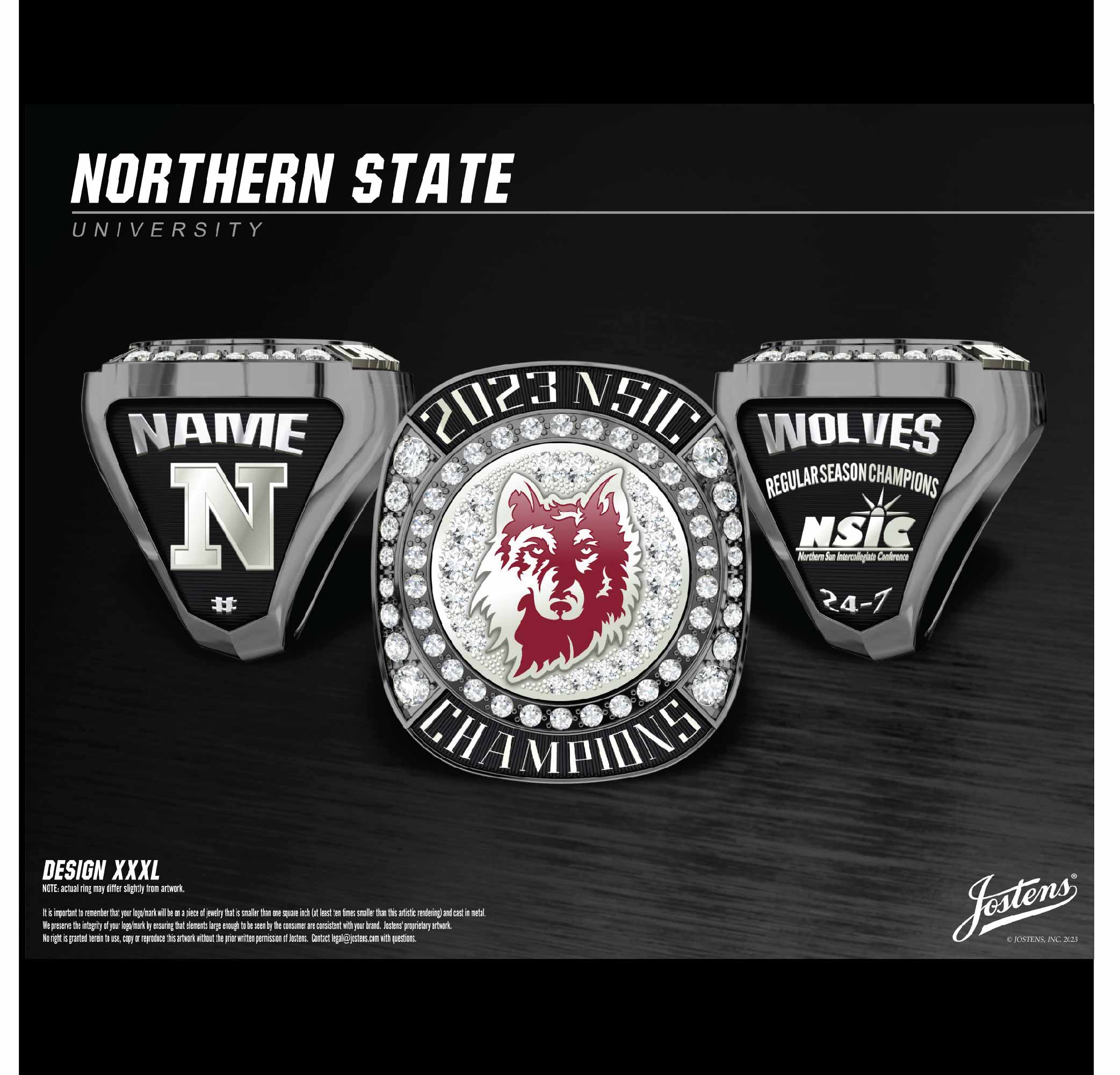 Northern State University Men's Basketball 2023 NSIC Championship Ring