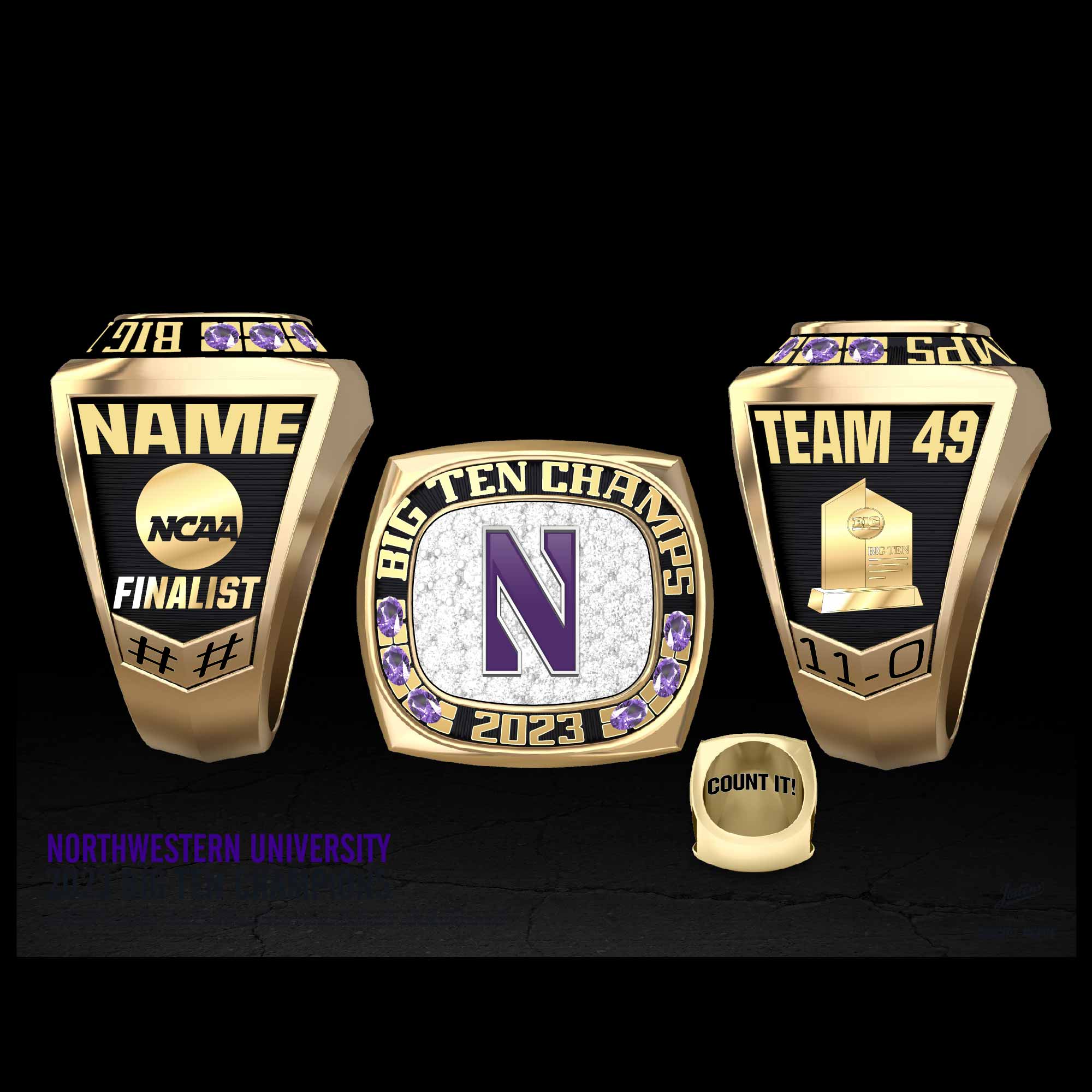 Northwestern University Women's Field Hockey 2023 Big Ten Championship Ring