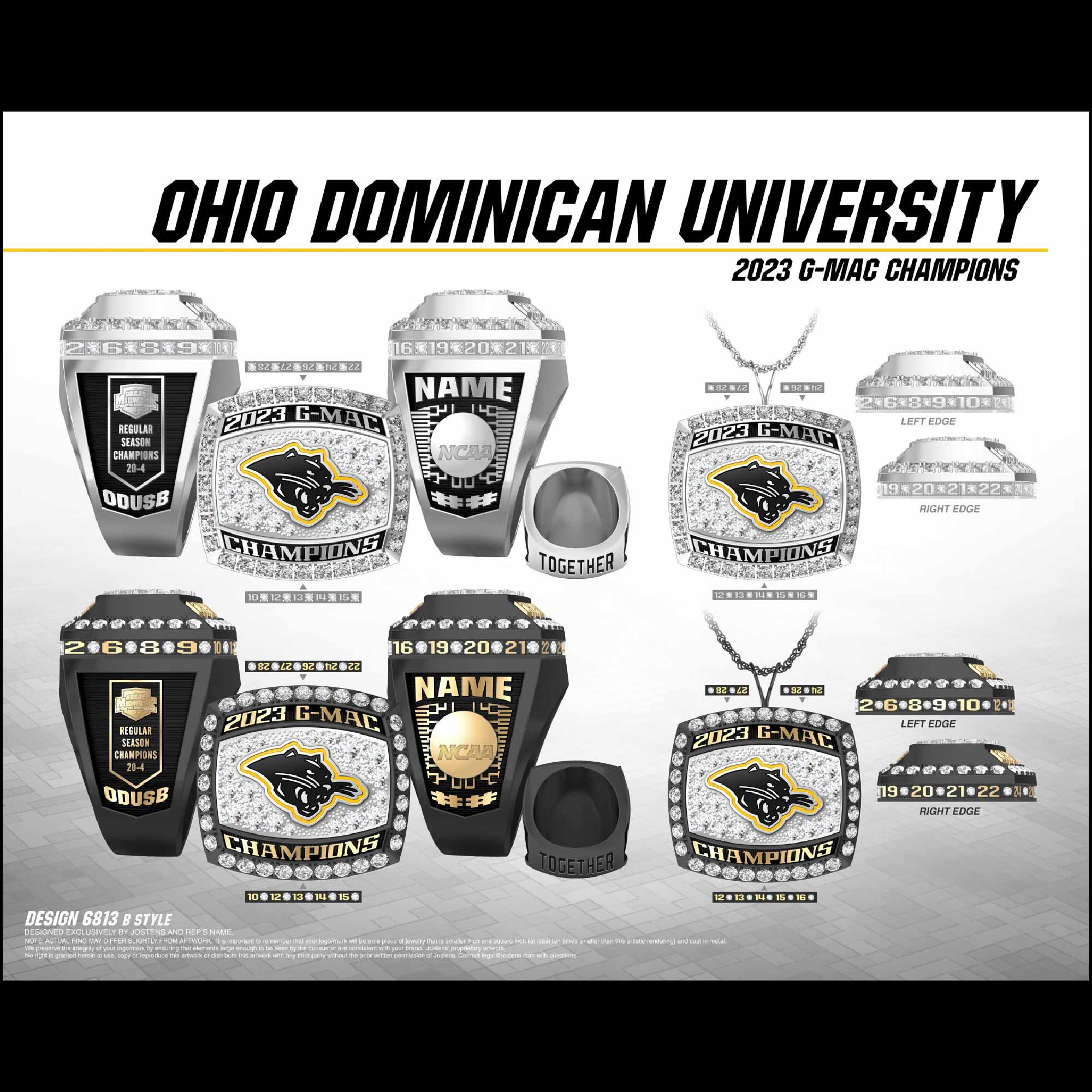 Ohio Dominican University Women's Softball 2023 G-MAC Championship Ring