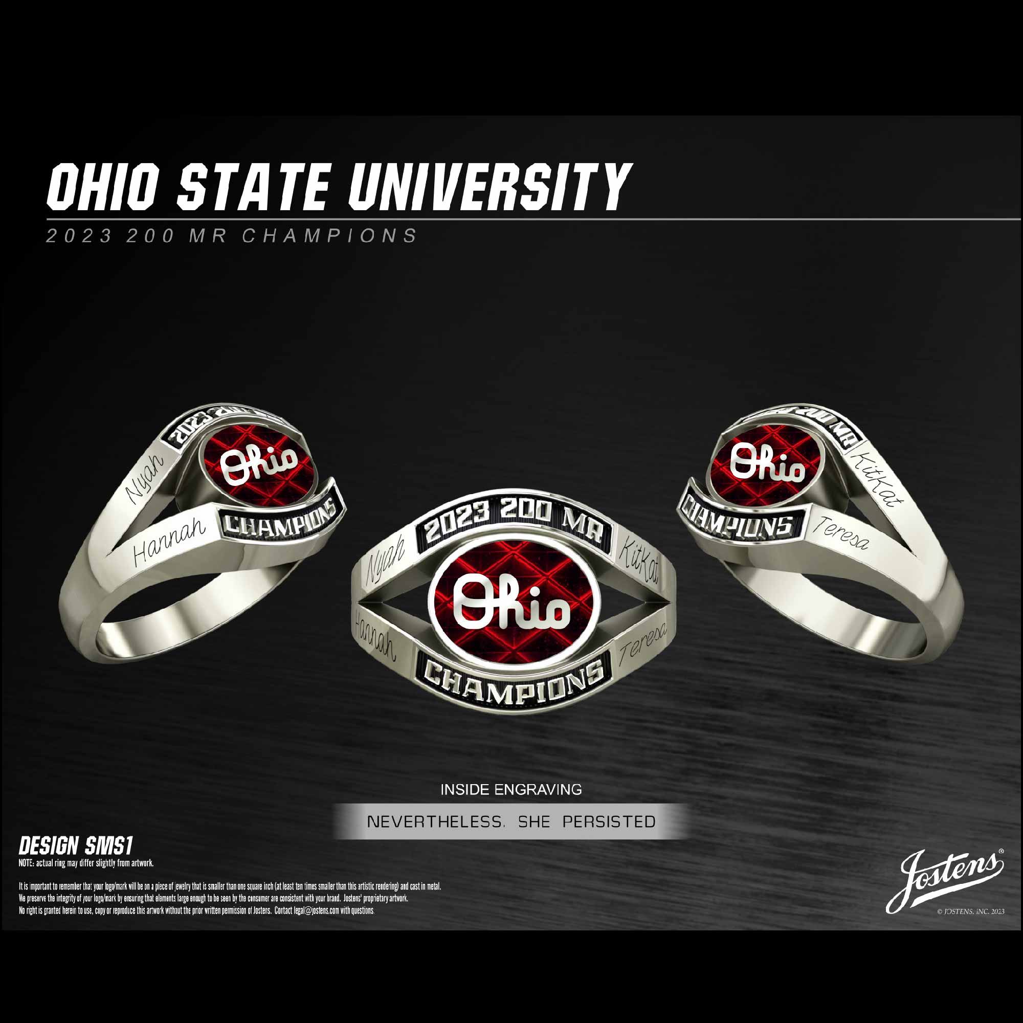 Ohio State University Women's Swimming & Diving 2023 200 MR Championship Ring