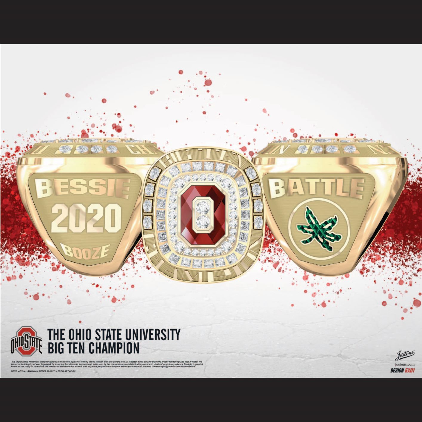 Ohio State University Women's Track & Field 2020 Big Ten Championship Ring