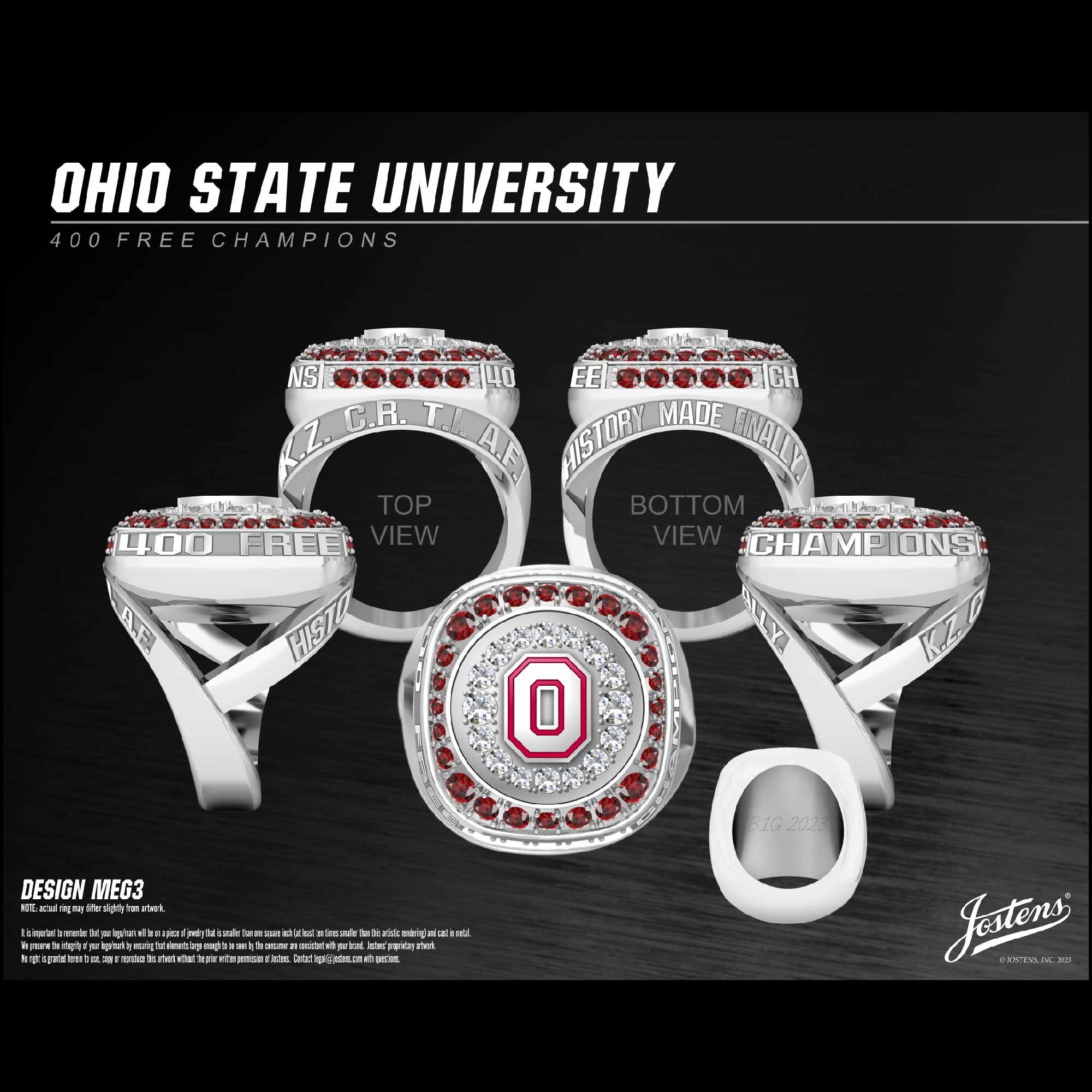 Ohio State University Women's Track & Field 2023 400 Free Championship Ring