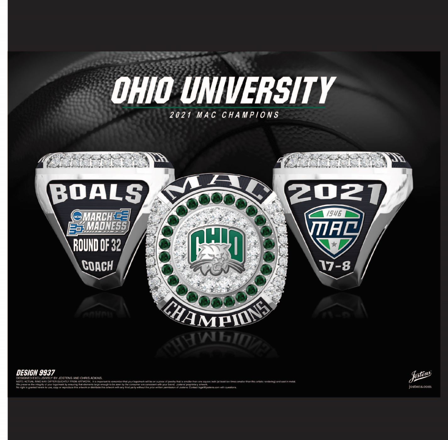 Ohio University Men's Basketball 2021 MAC Championship Ring
