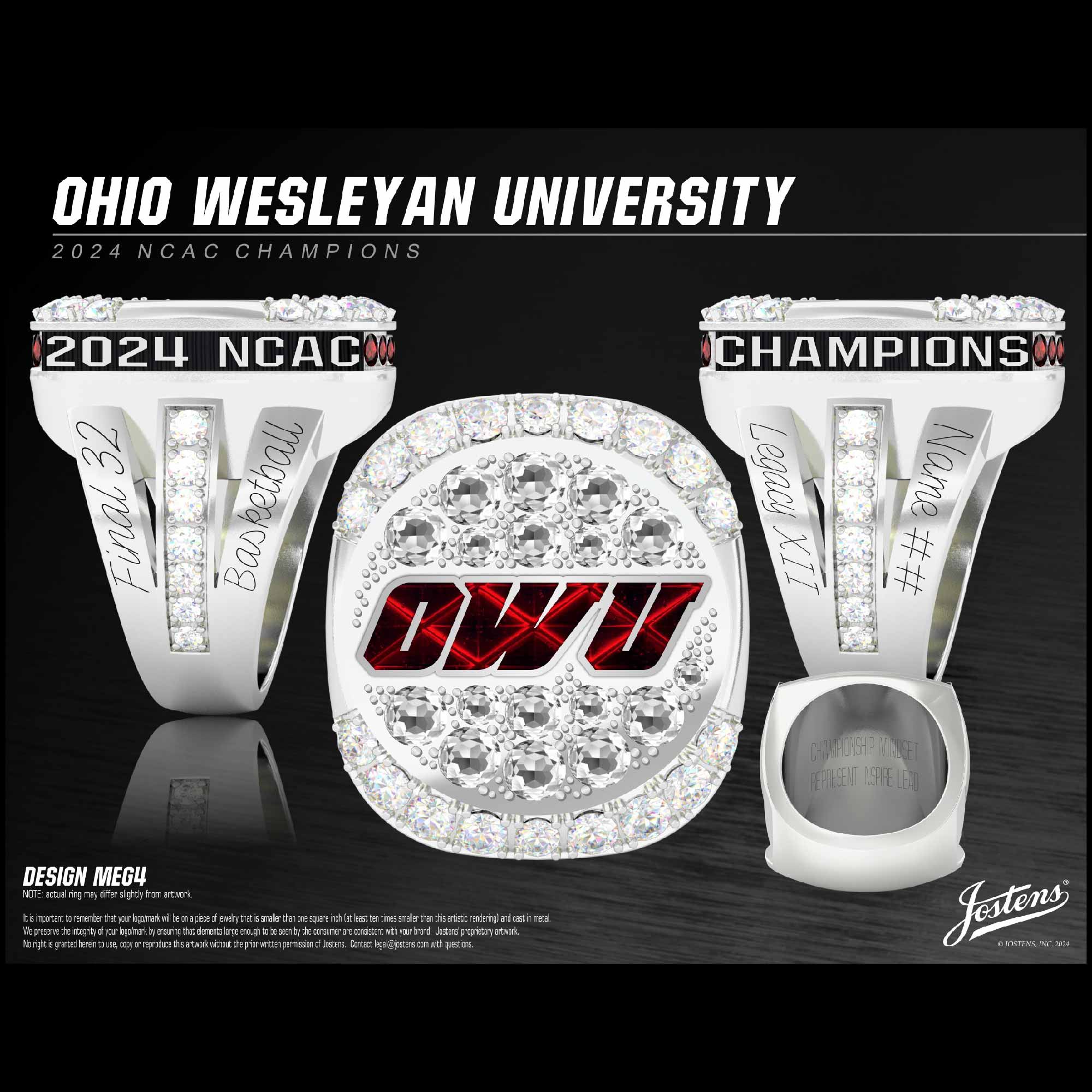 Ohio Wesleyan University Women's Basketball 2024 NCAC Championship Ring