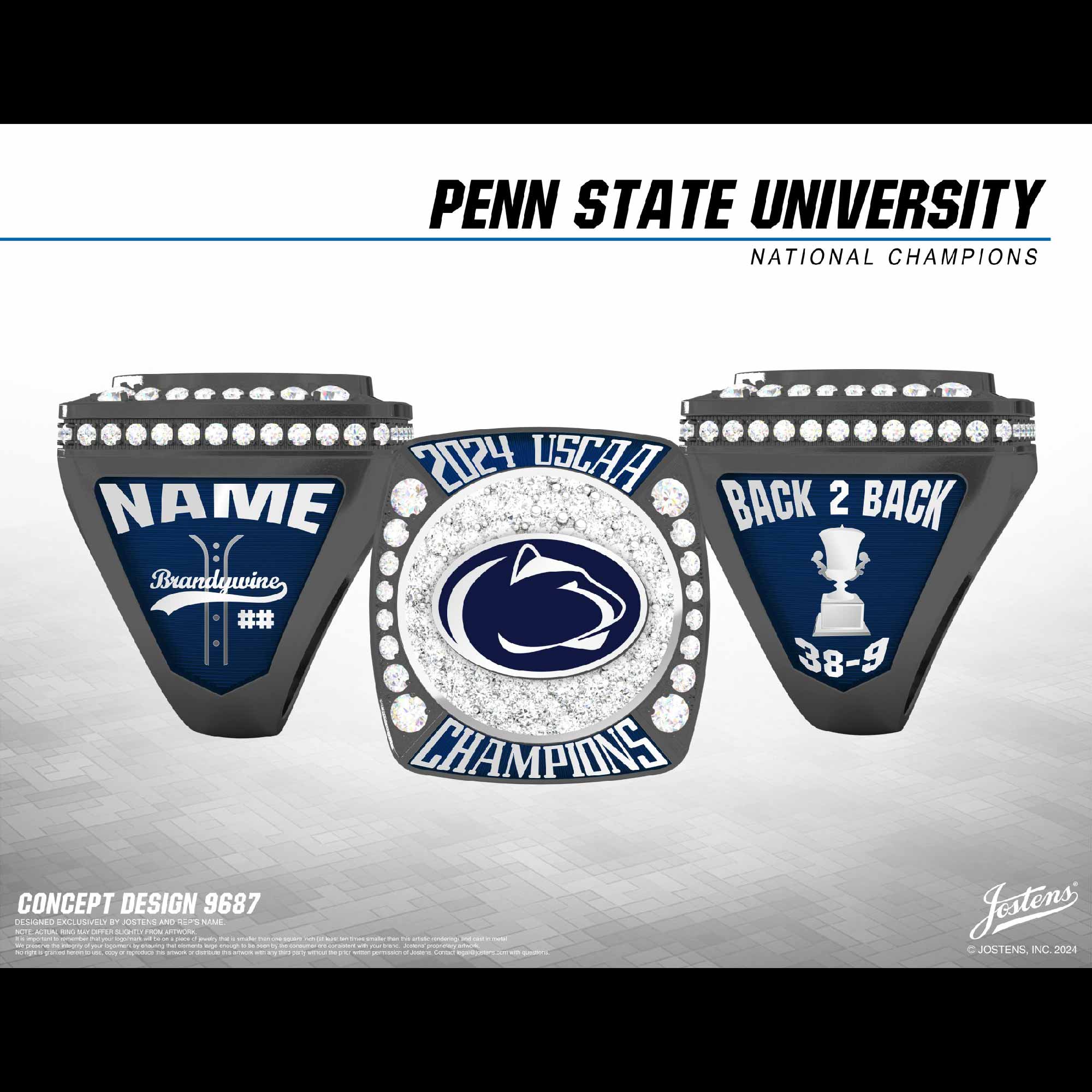 Penn State University Brandywine Women's Softball 2024 National Championship Ring