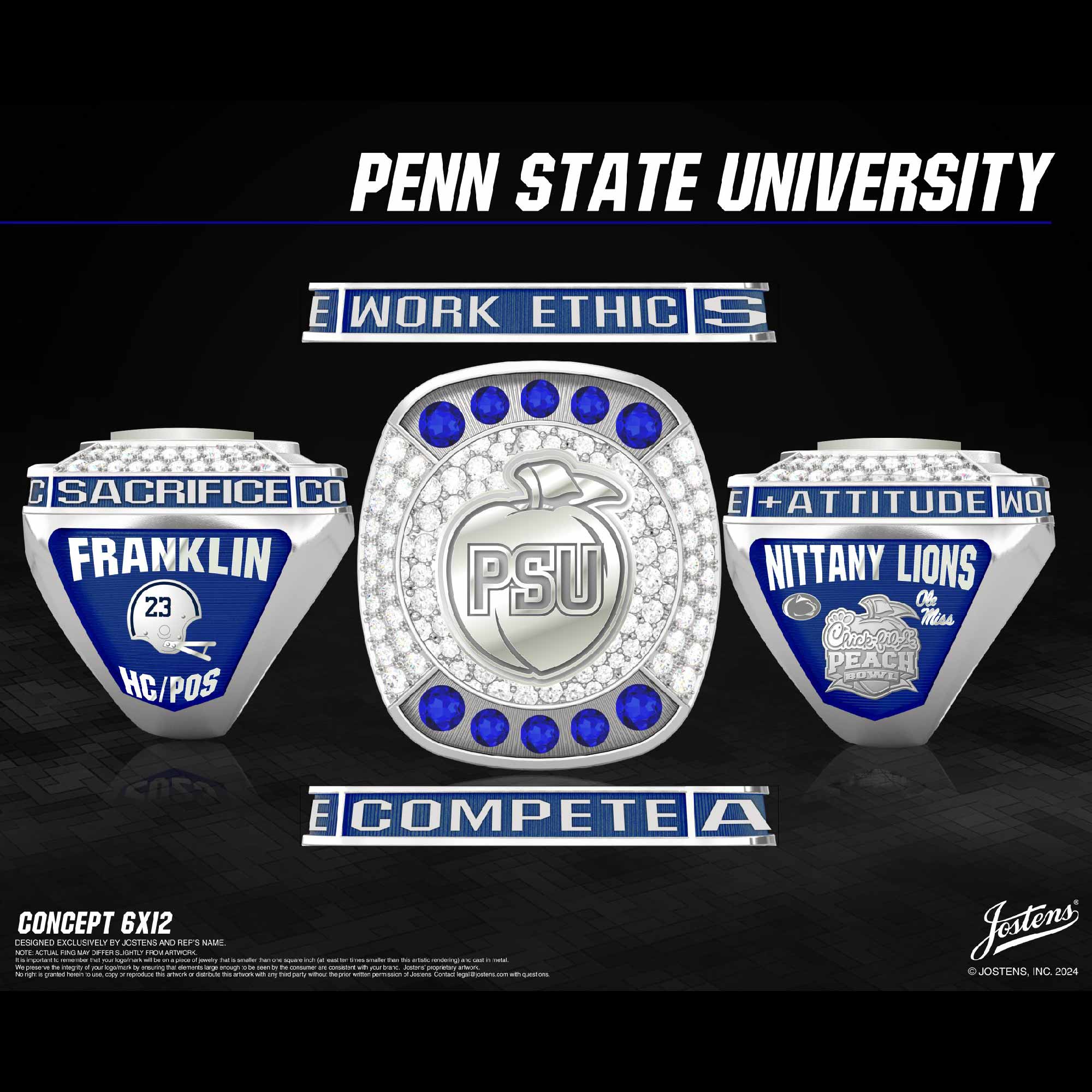 Penn State University Men's Football 2023 Peach Bowl Championship Ring