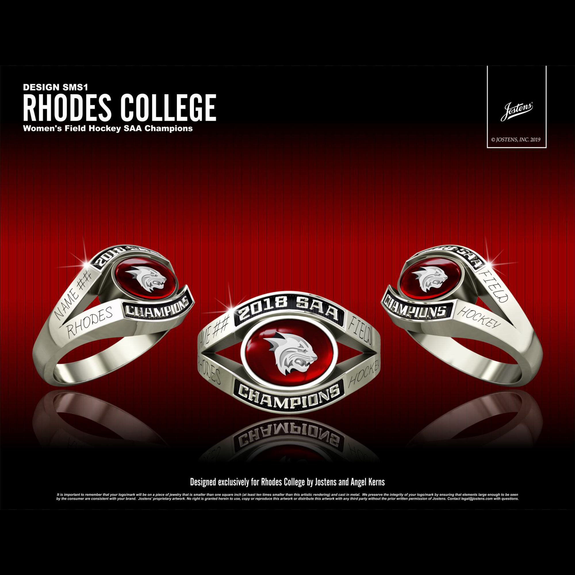 Rhodes College Women's Field Hockey 2018 SAA Championship Ring