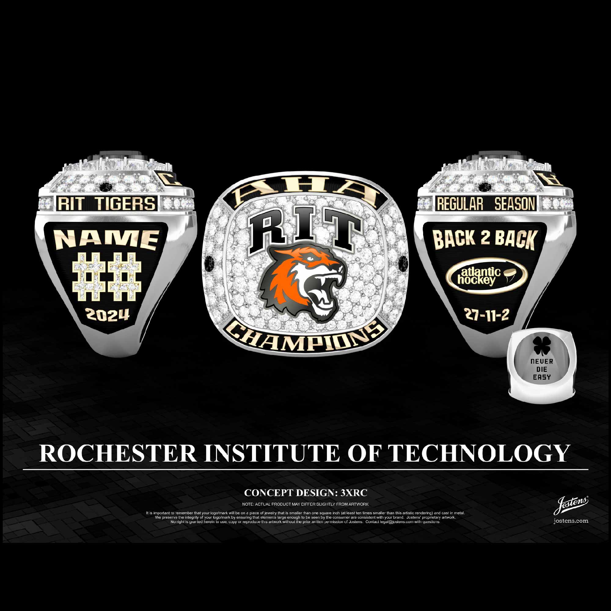 Rochester Institute of Technology Men's Ice Hockey 2024 AHA Championship Ring