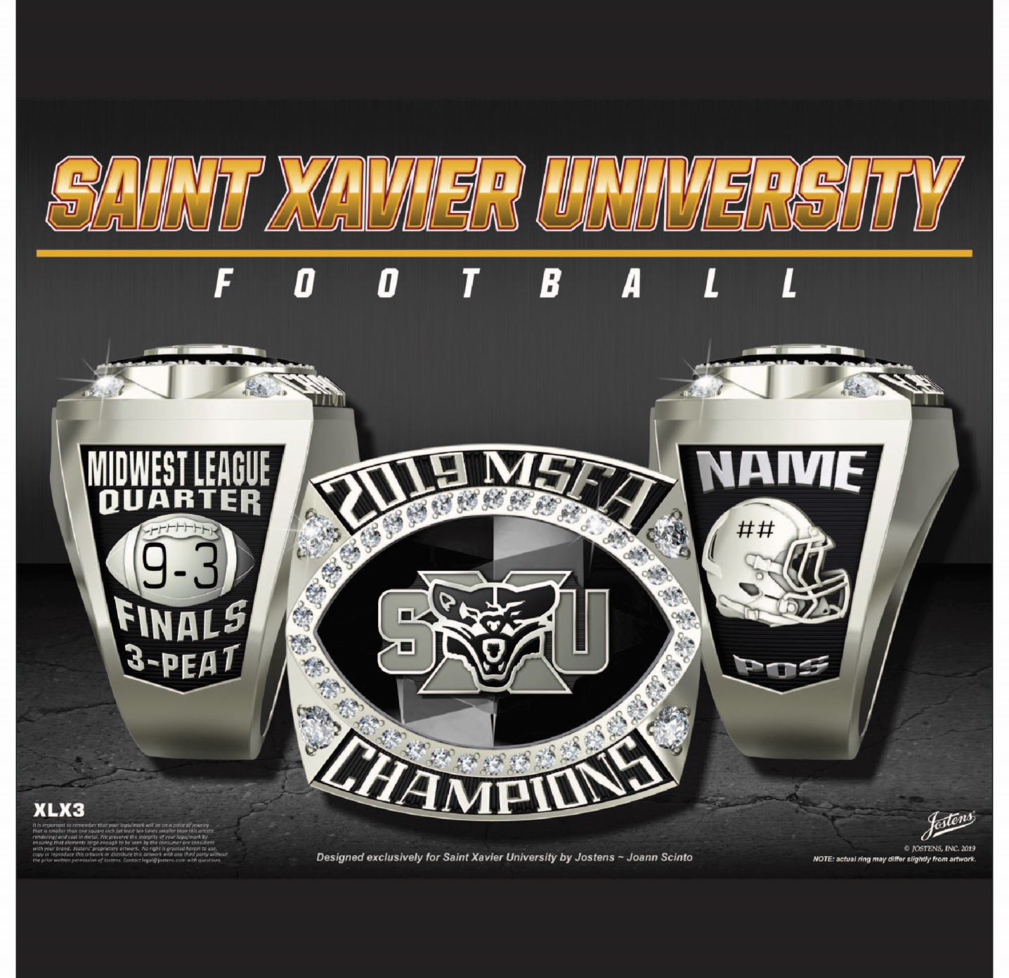 Saint Xavier University Men's Football 2019 MSFA Championship Ring