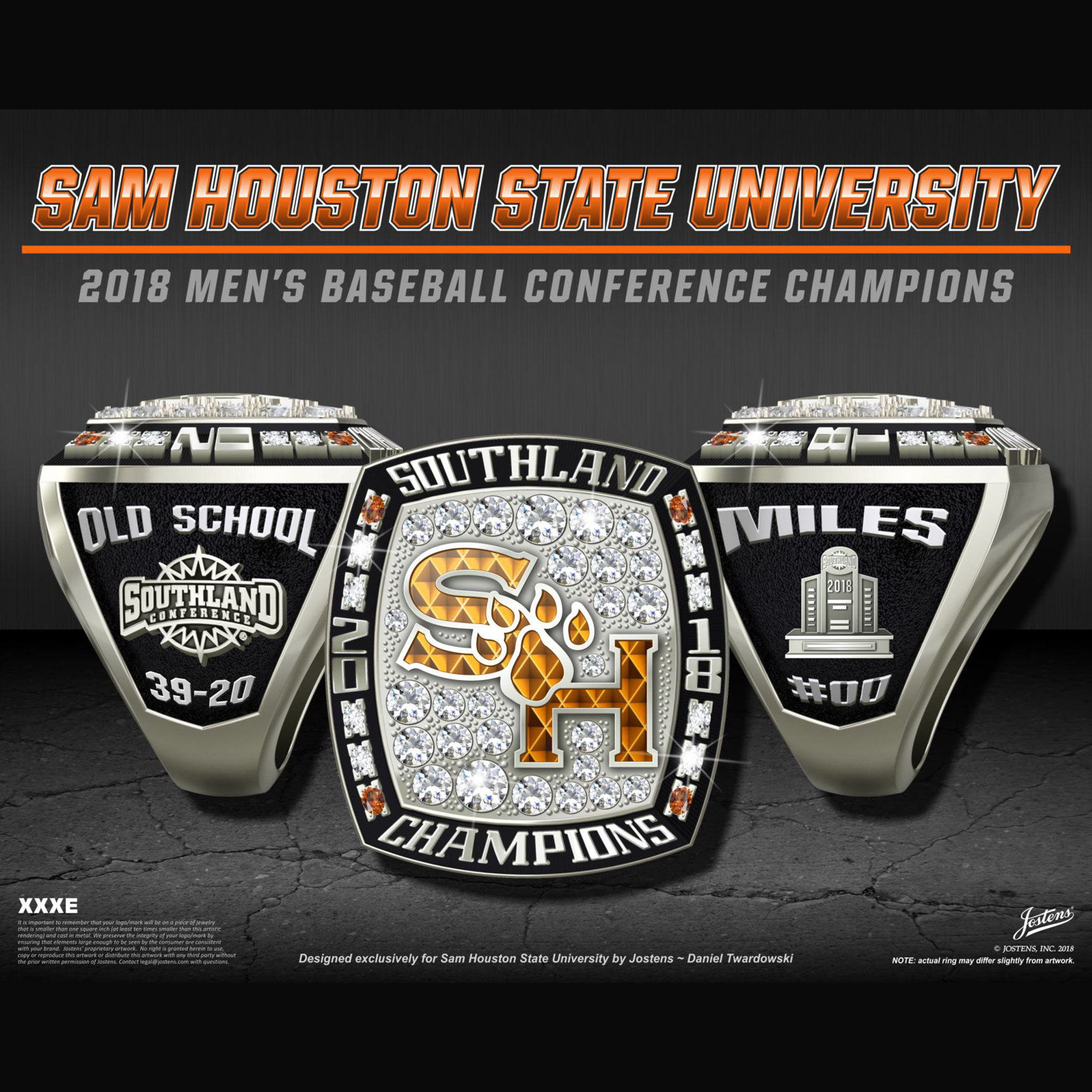 Sam Houston State University Men's Baseball 2018 Southland Championship Ring