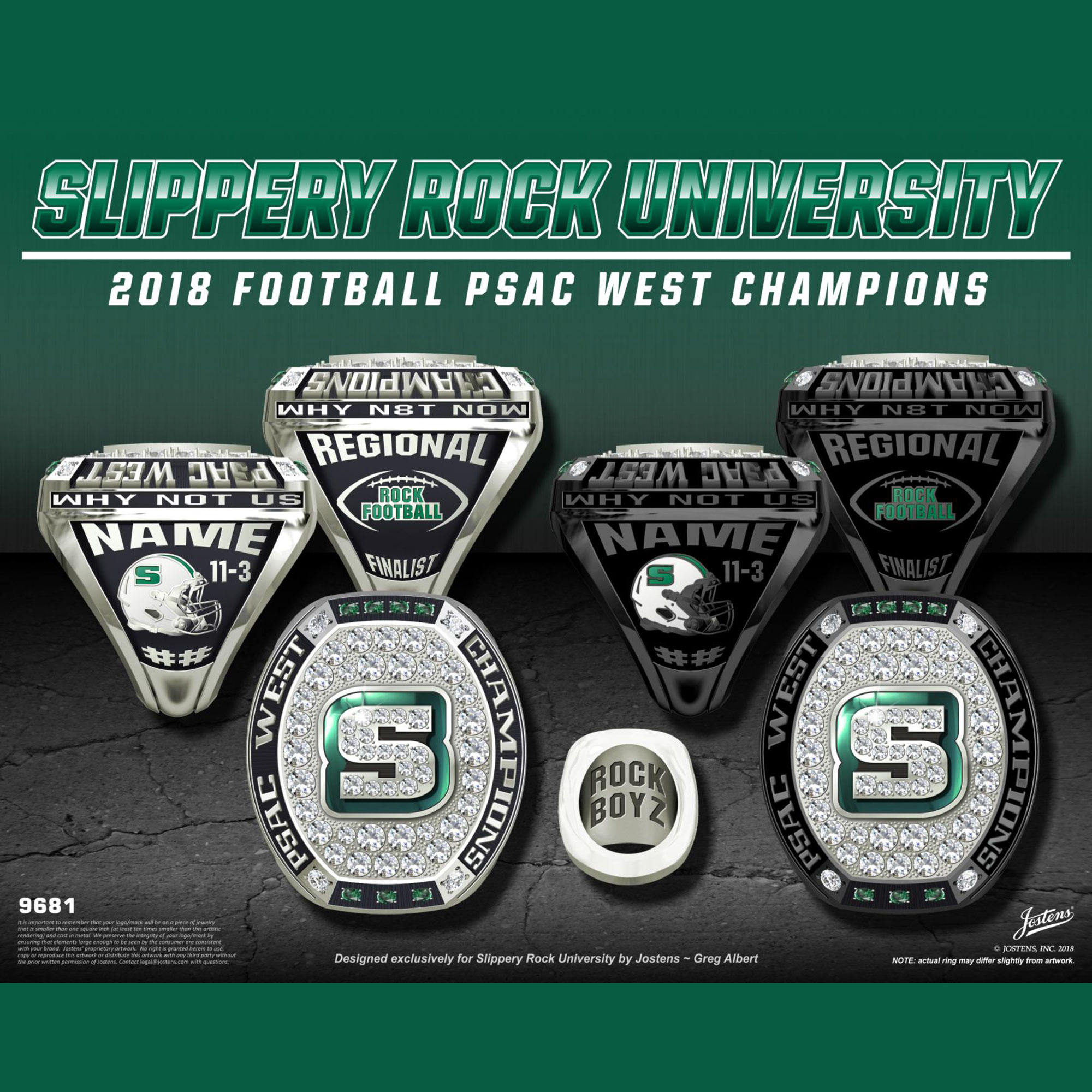 Slippery Rock University Men's Football 2018 PSAC West Championship Ring