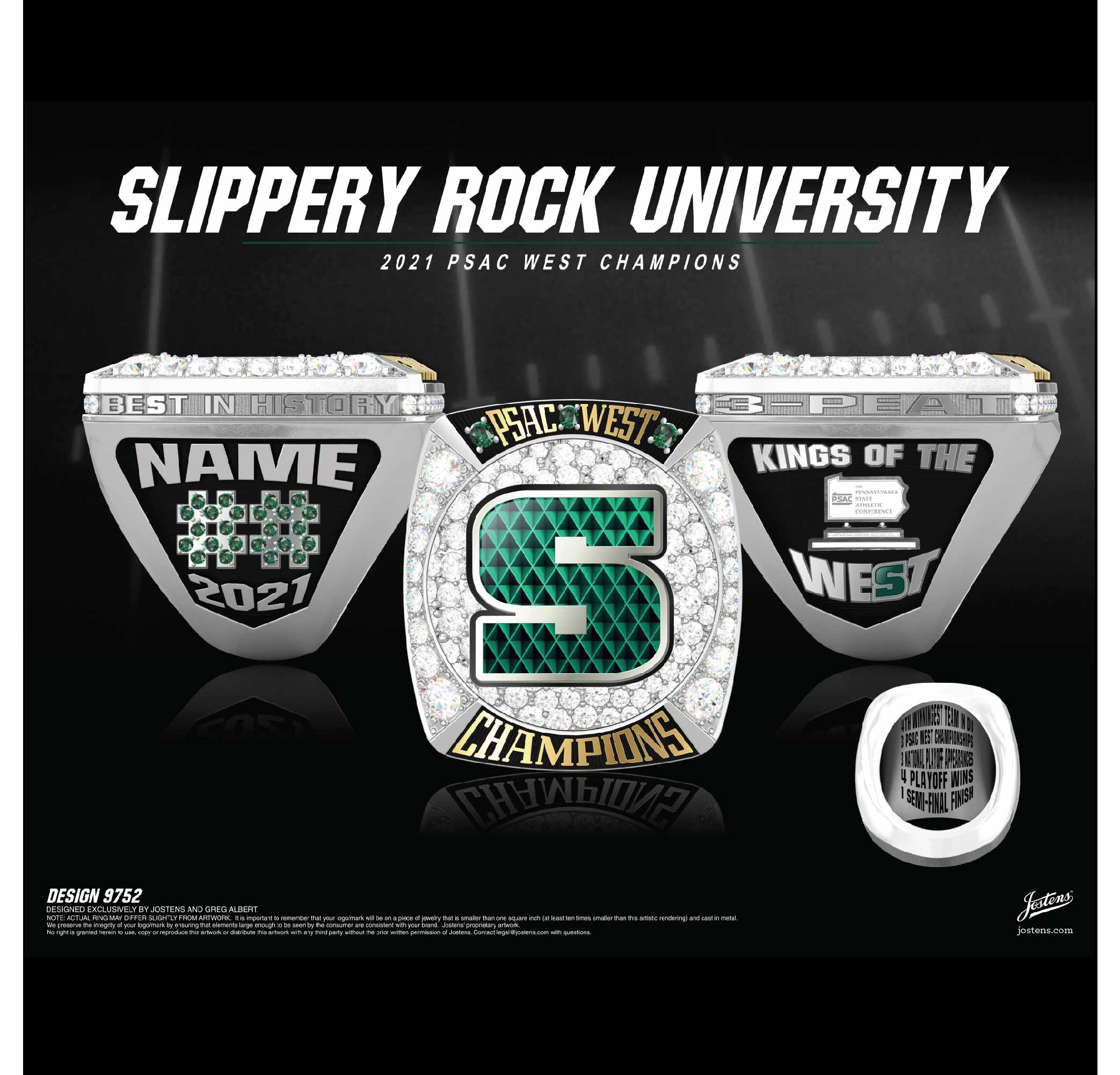 Slippery Rock University Men's Football 2021 PSAC West Championship Ring