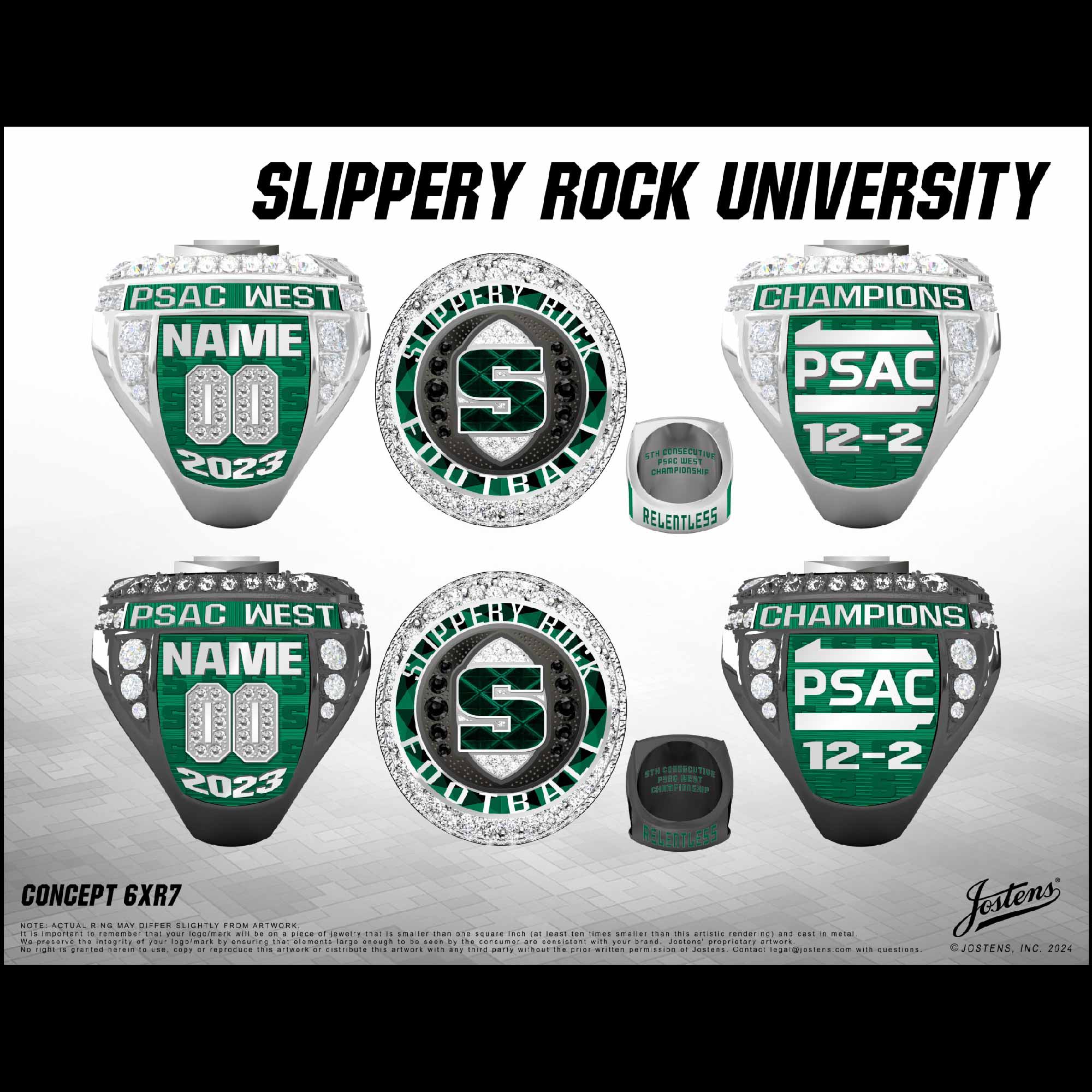 Slippery Rock University Men's Football 2023 PSAC West Championship Ring