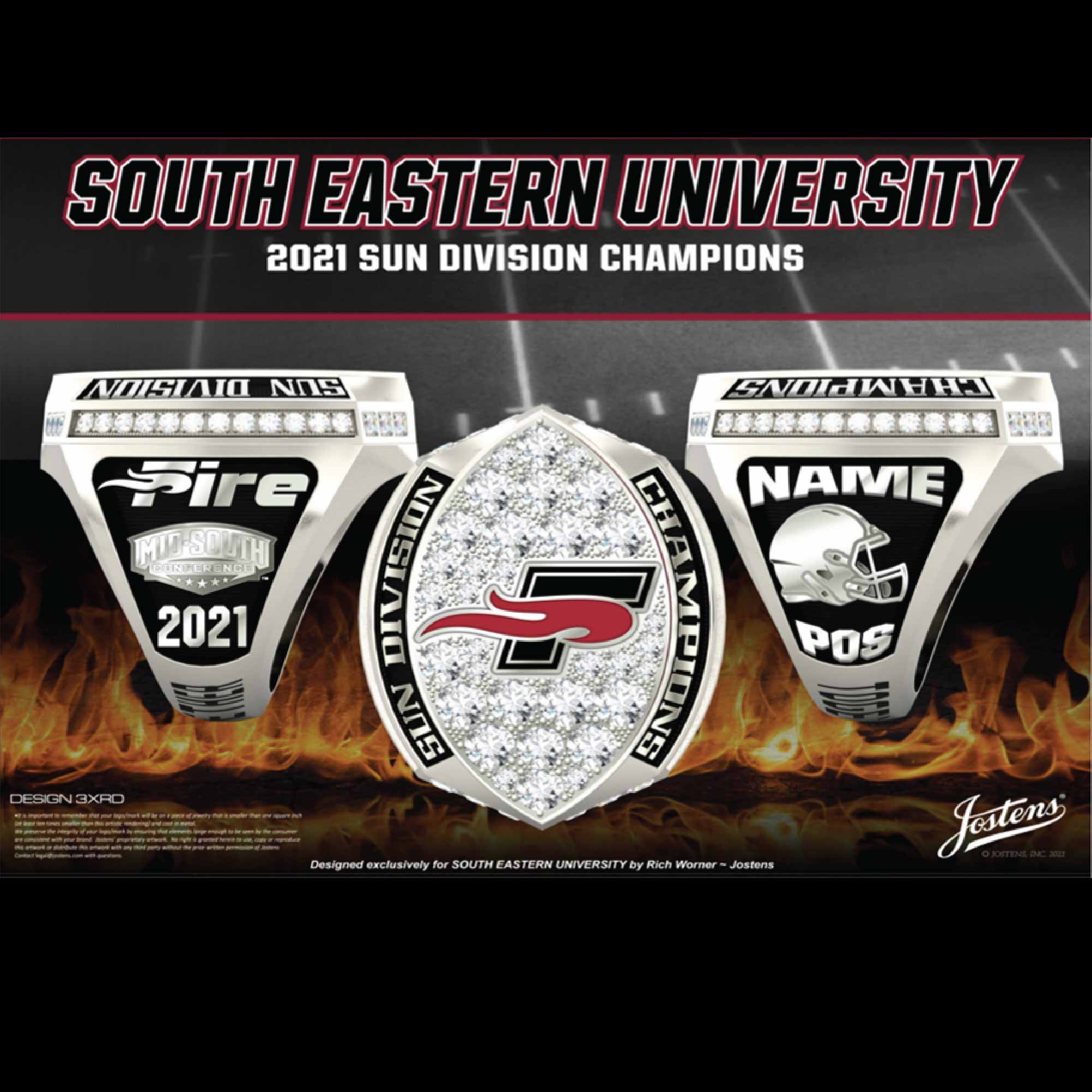 Southeastern University Men's Football 2021 Sun Division Championship Ring