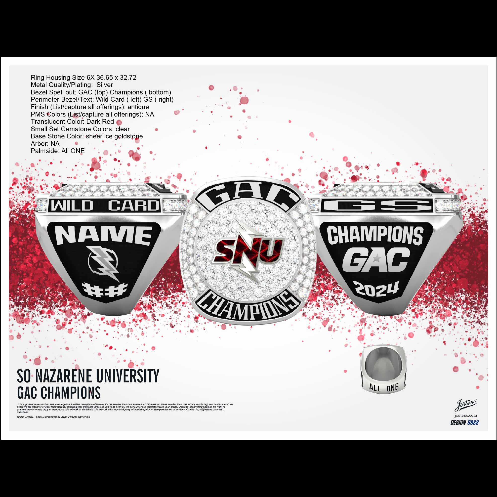 Southern Nazarene University Women's Softball 2024 GAC Championship Ring