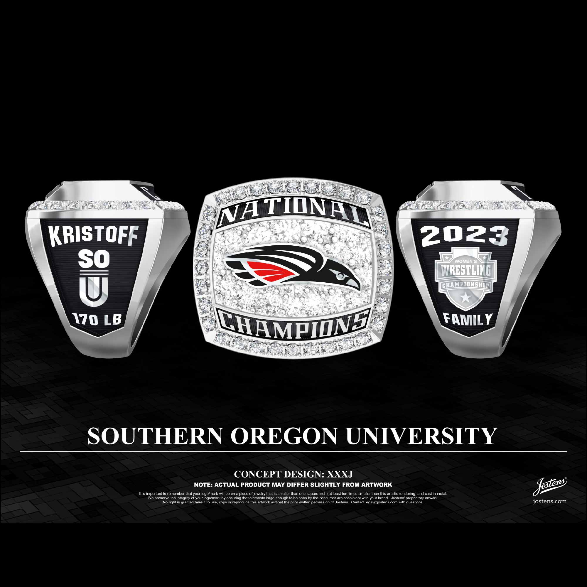 Southern Oregon University Women's Wrestling 2023 National Championship Ring