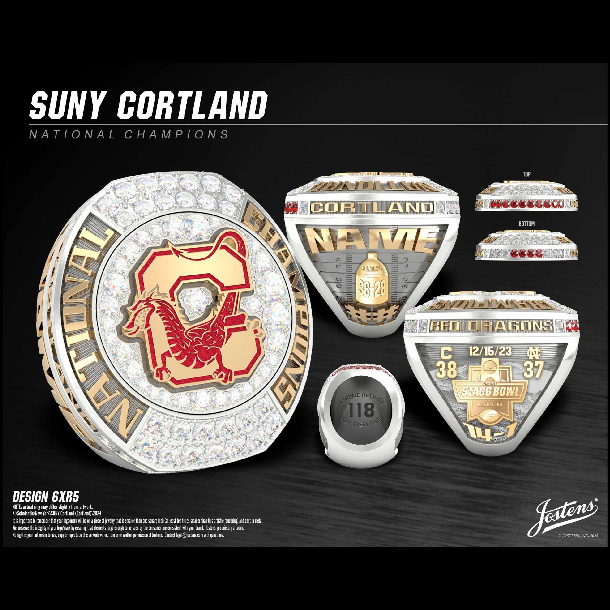 SUNY Cortland Men's Football 2023 National Championship Ring