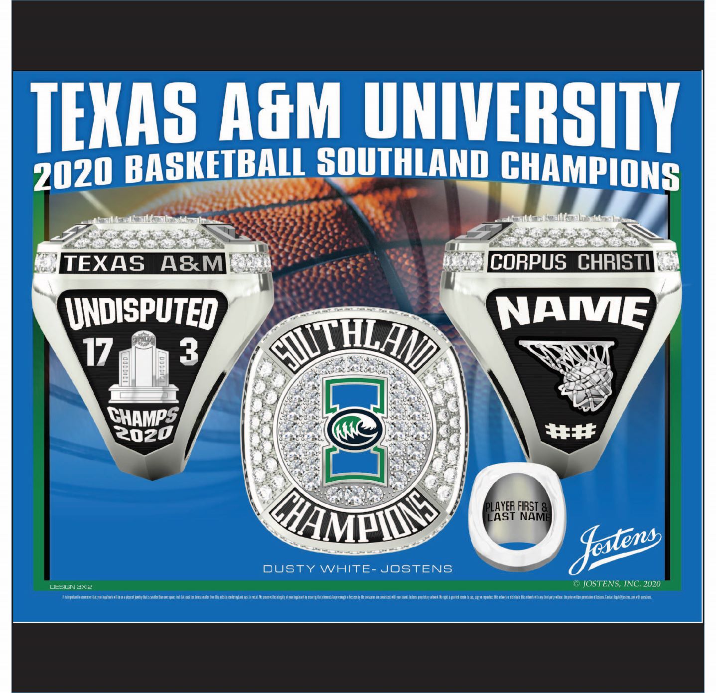 Texas A&M University Corpus Christi Women's Basketball 2020 Southland Championship Ring