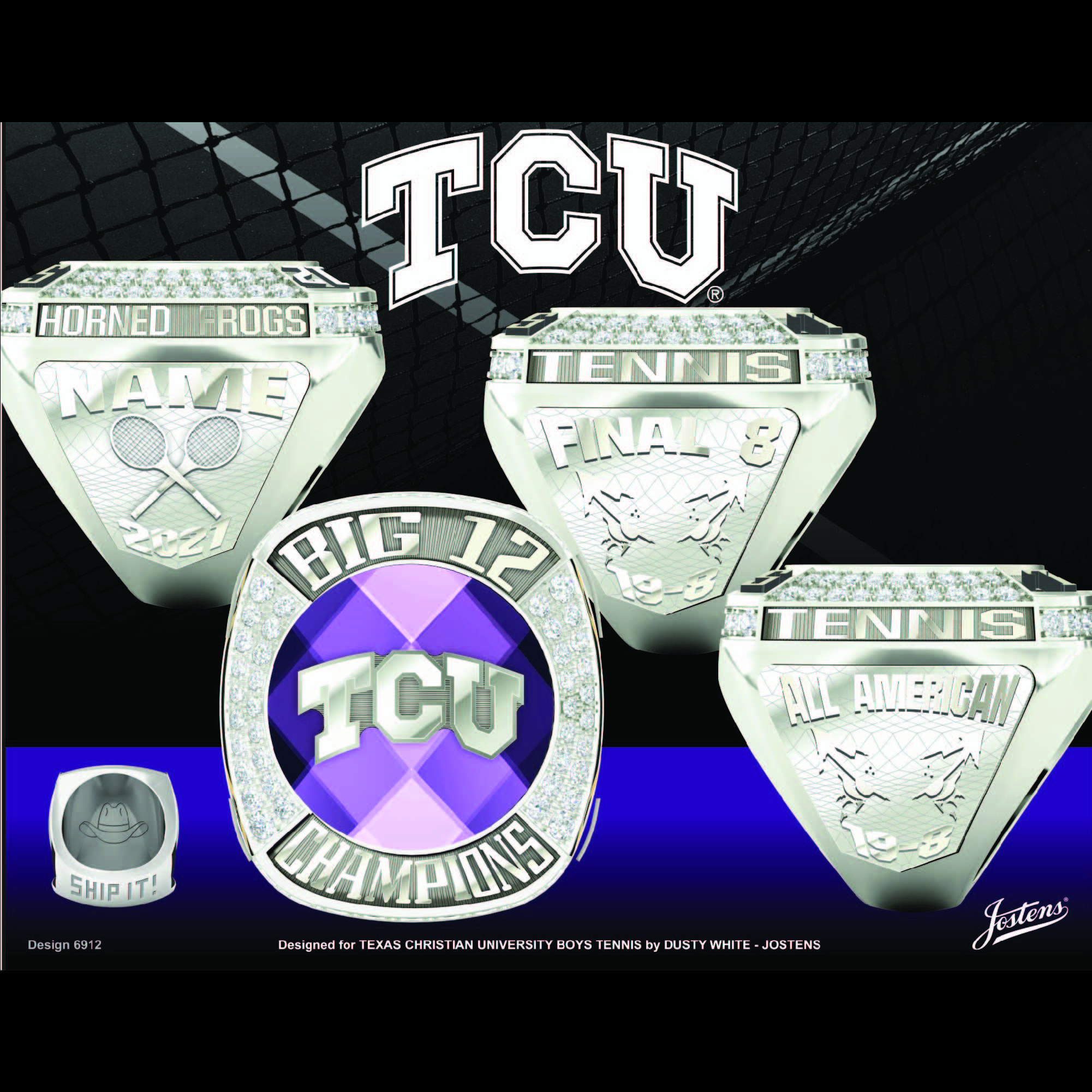 Texas Christian University Men's Tennis 2021 Big 12 Championship Ring