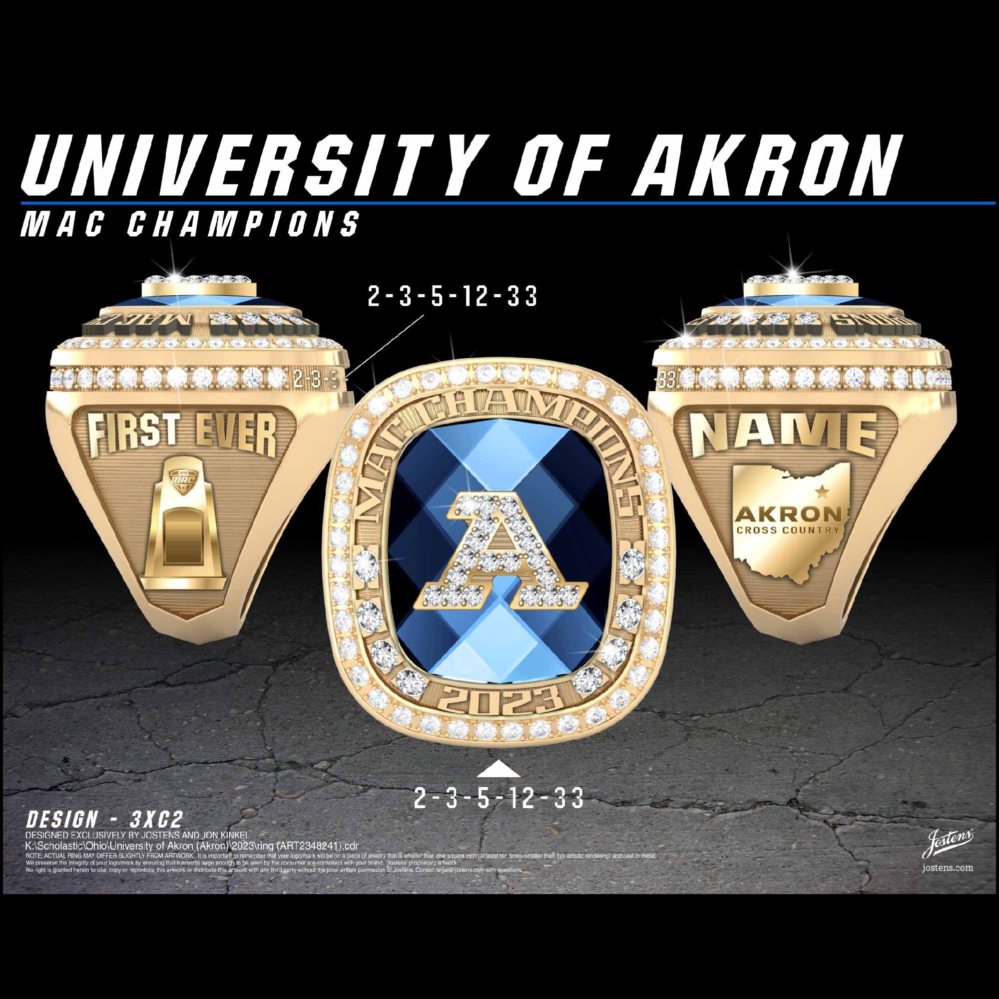 University of Akron Men's Cross Country 2023 MAC Championship Ring