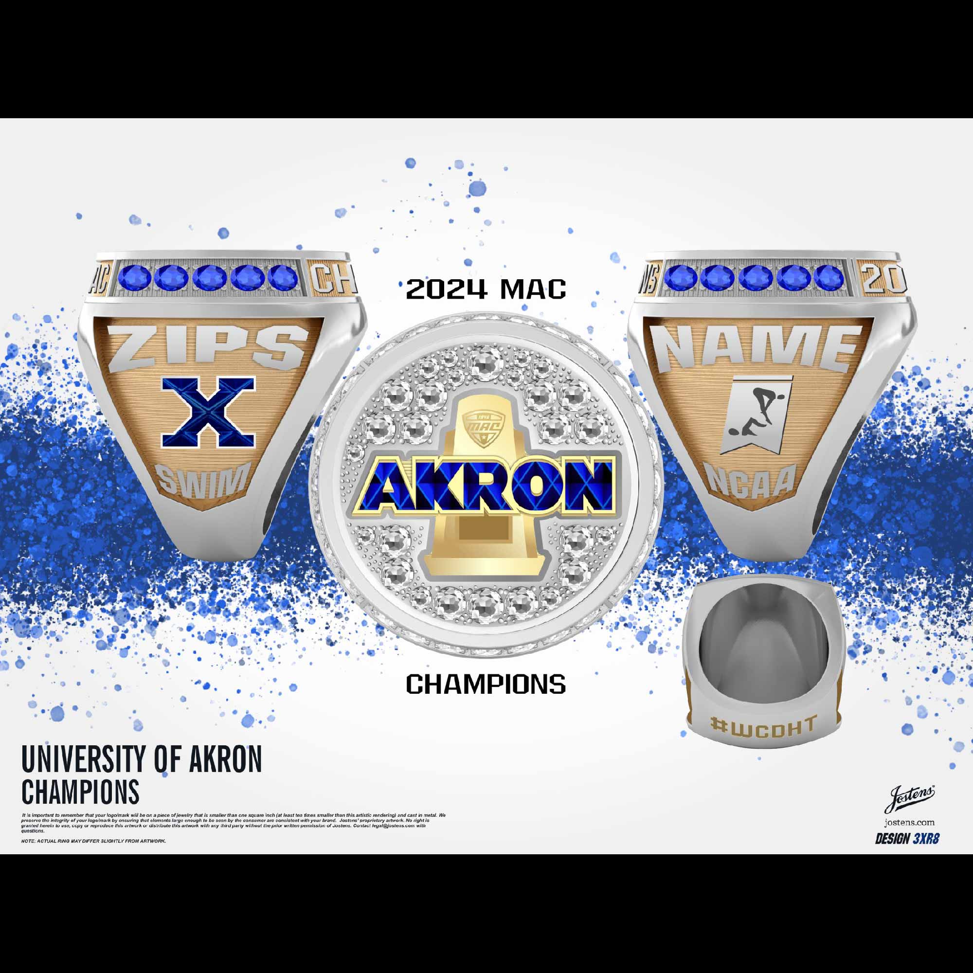 University of Akron Women's Swimming & Diving 2024 MAC Championship Ring