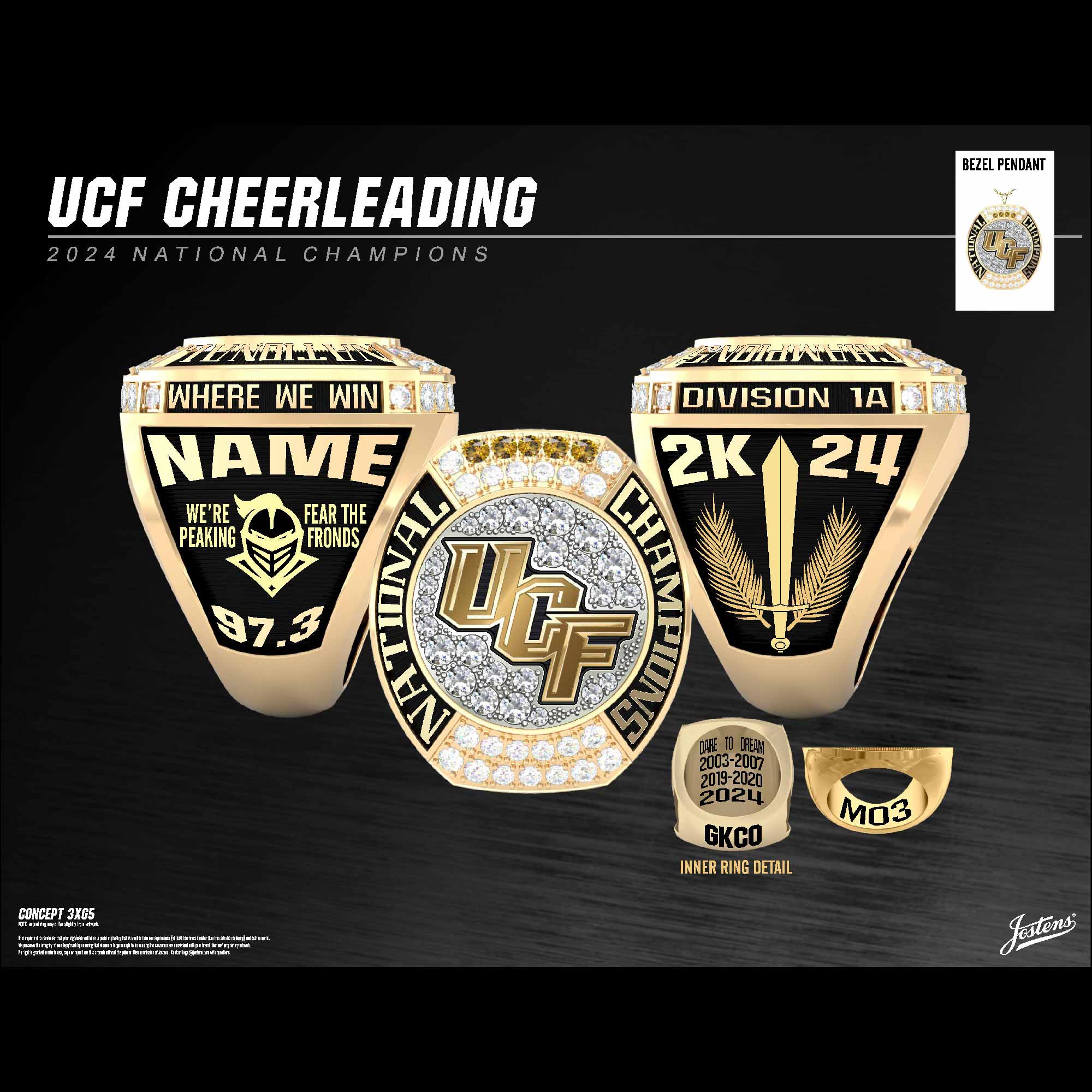 University of Central Florida Women's Cheer 2024 National Championship Ring