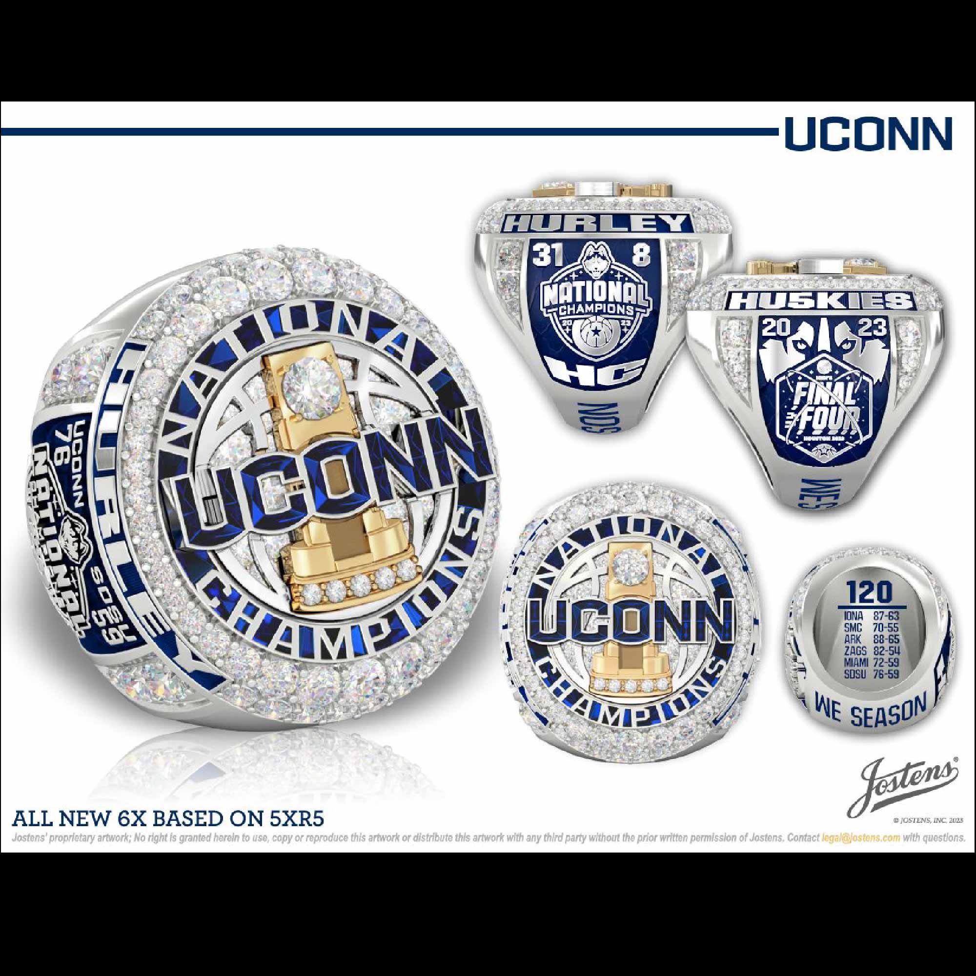 University of Connecticut Men's Basketball 2023 National Championship Ring