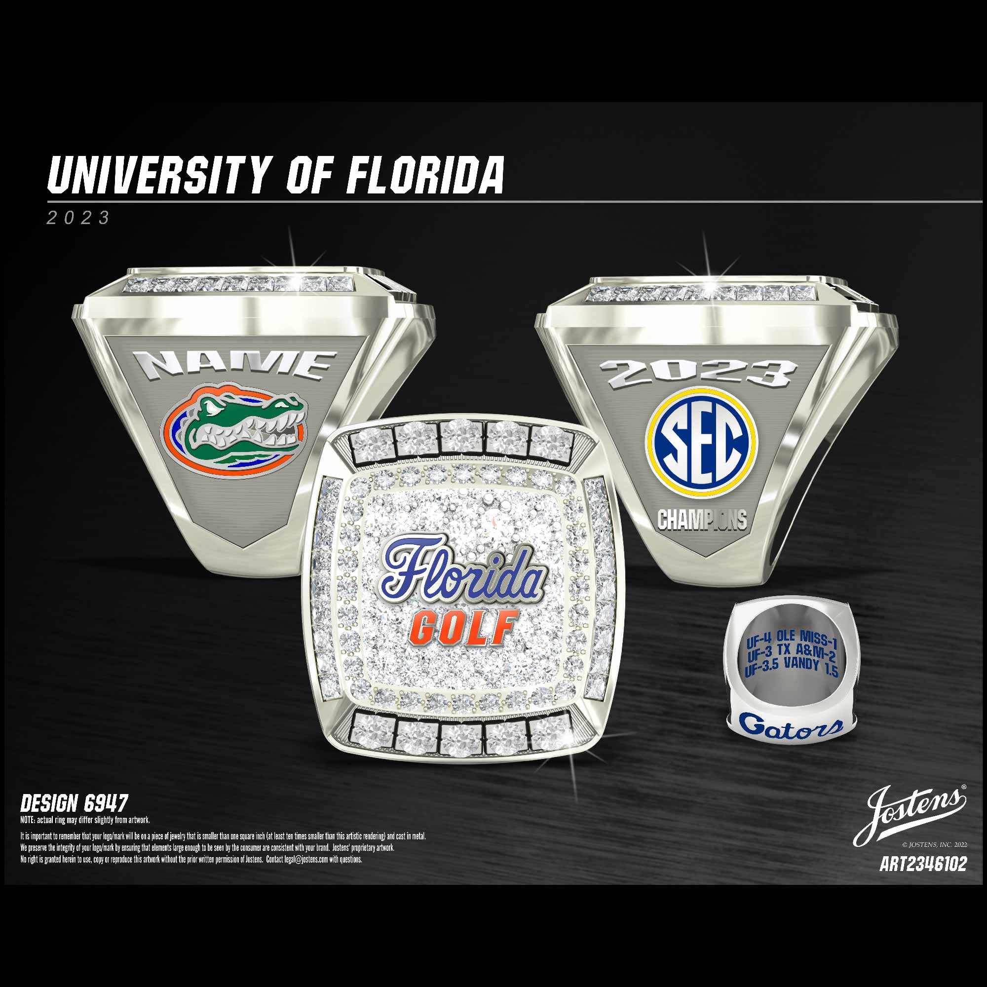 University of Florida Men's Golf 2023 SEC Championship Ring
