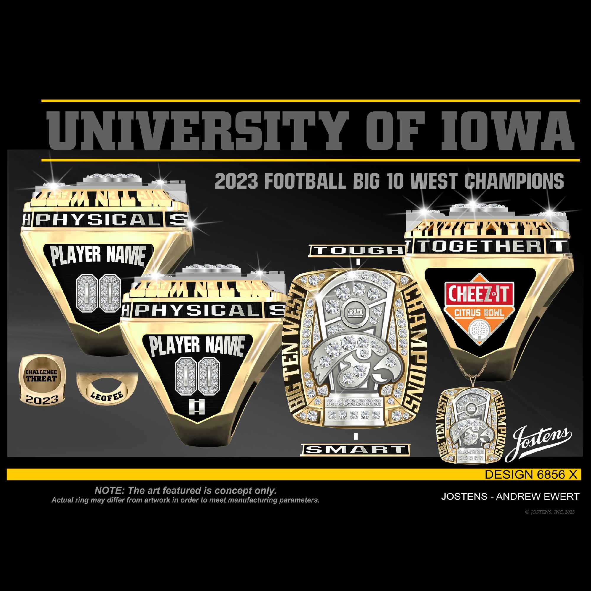 University of Iowa Men's Football 2023 Cheez-It Bowl Championship Ring