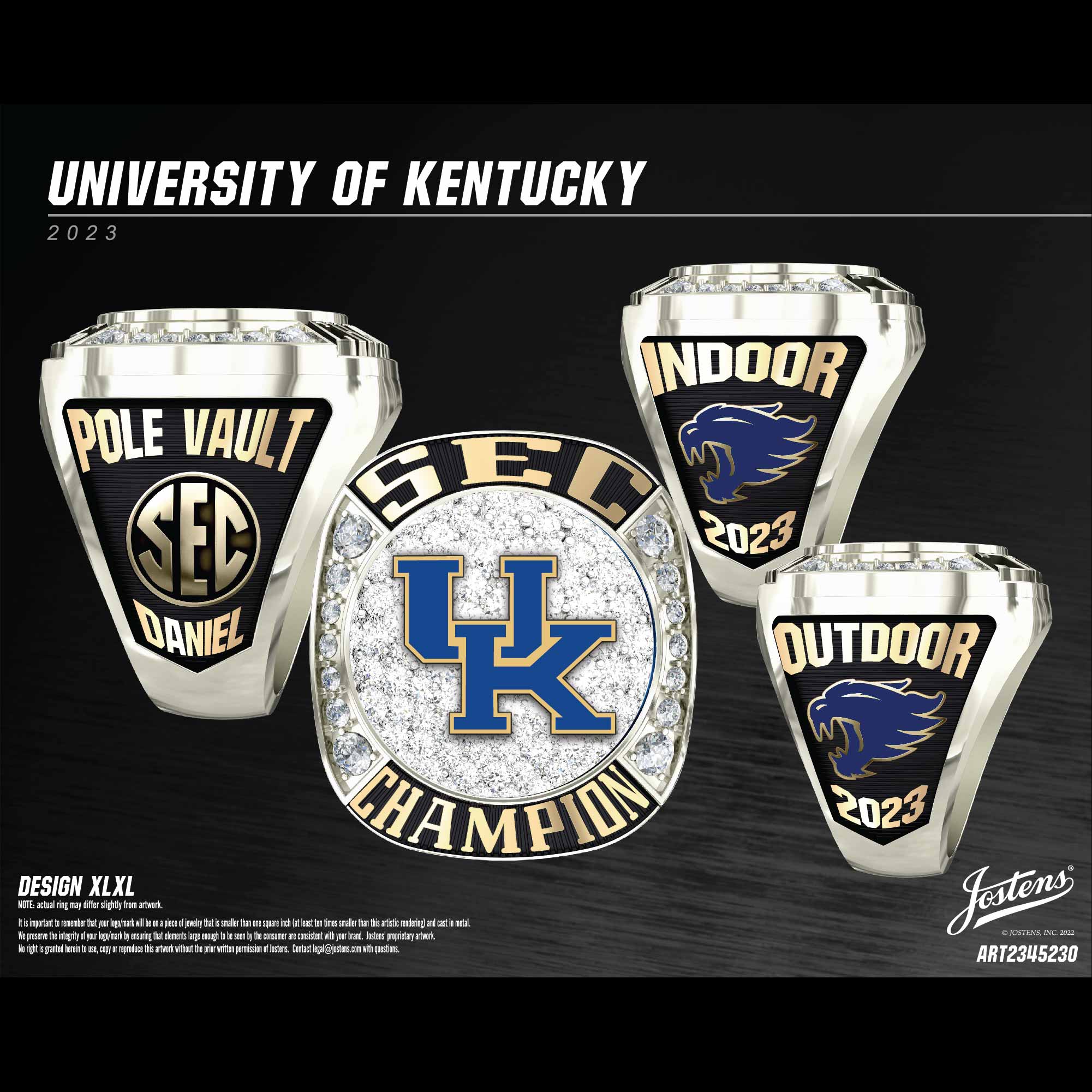 University of Kentucky Men's Track & Field 2023 Sec Championship Ring