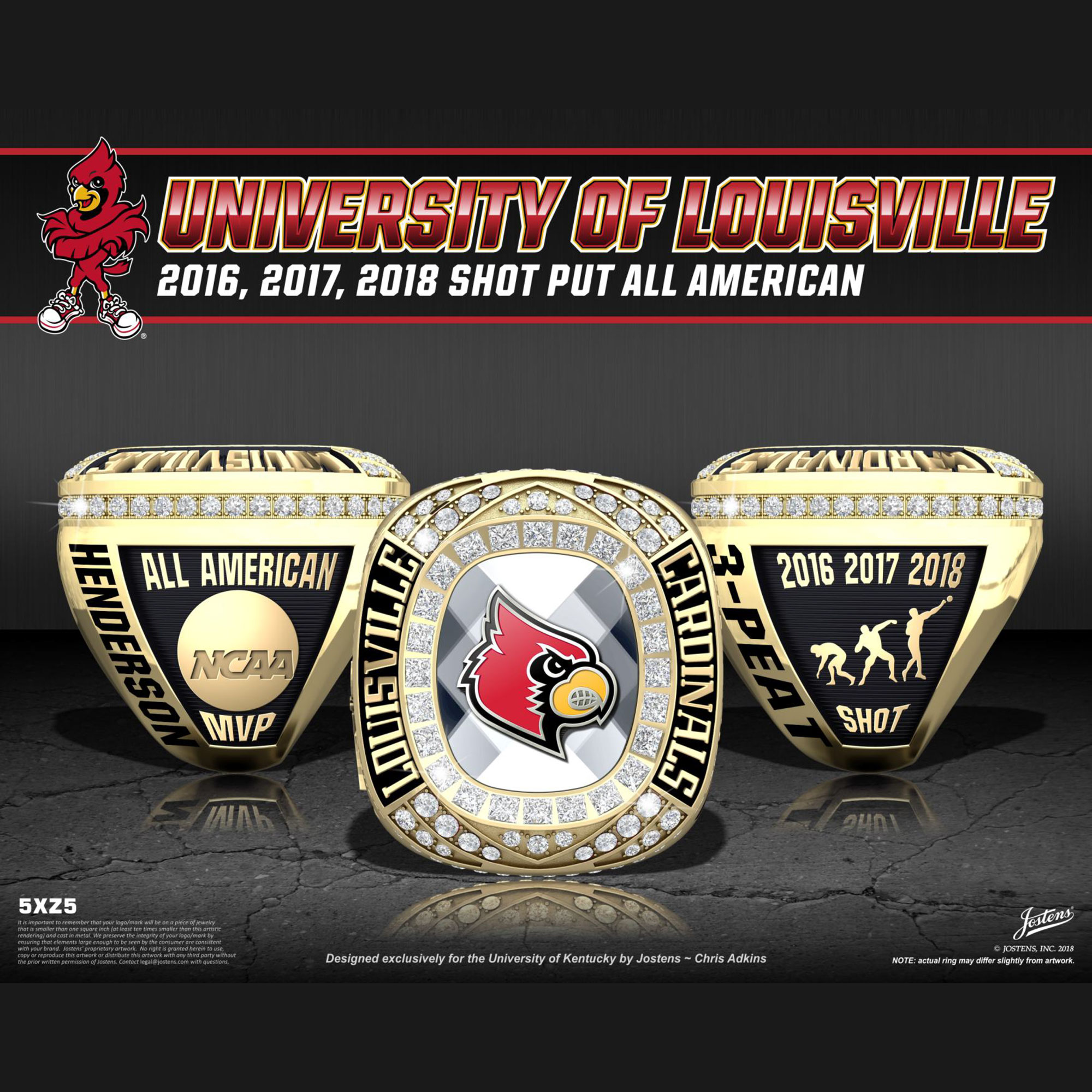 University of Louisville Men's Track & Field 2018 All American Championship Ring
