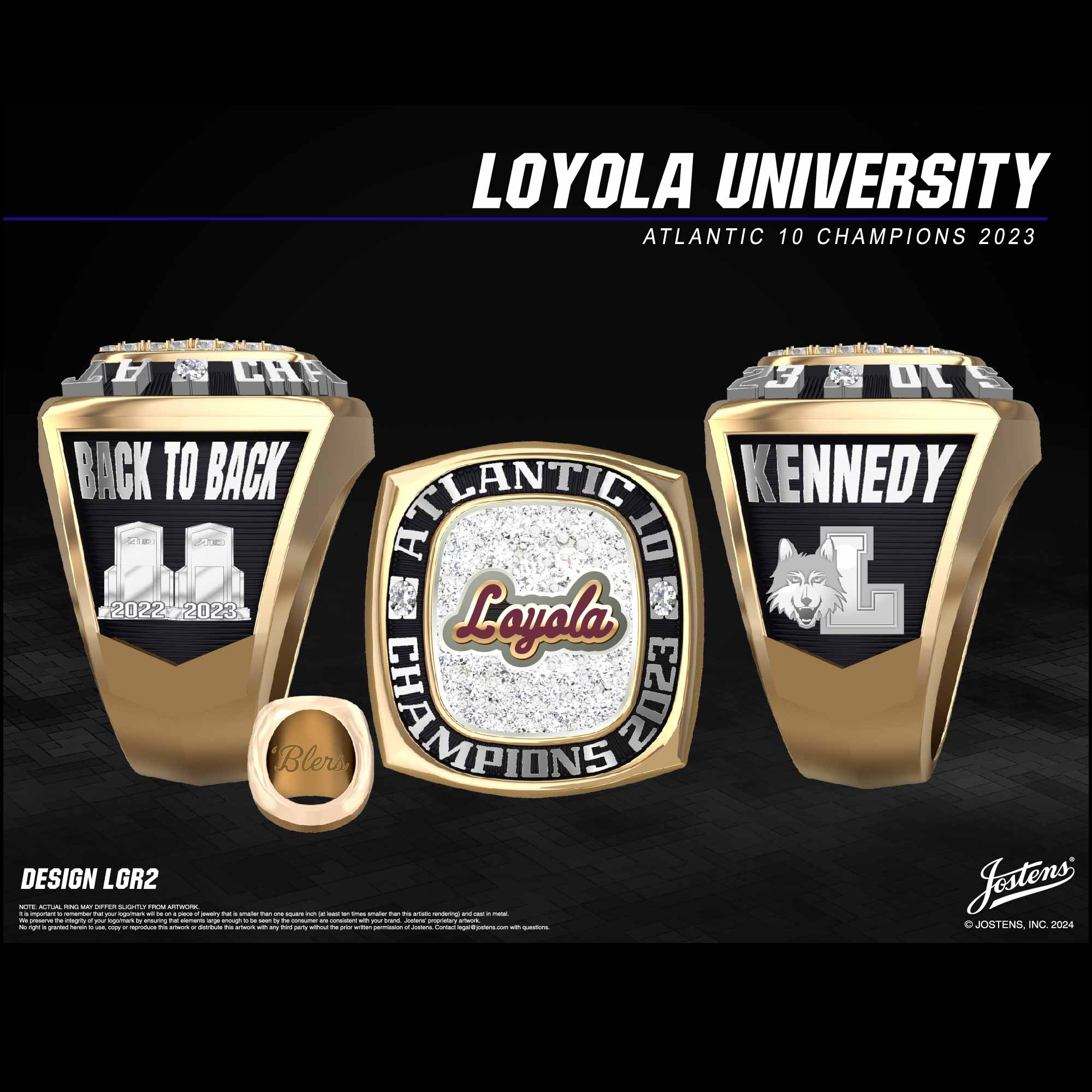 University of Loyola Chicago Mens Cross Country 2023 A-10 Championship Ring