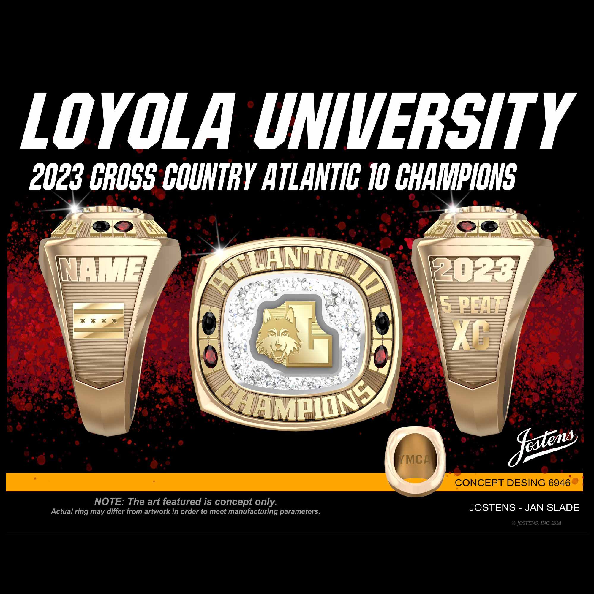 University of Loyola Chicago Women's Cross Country 2023 A-10 Championship Ring