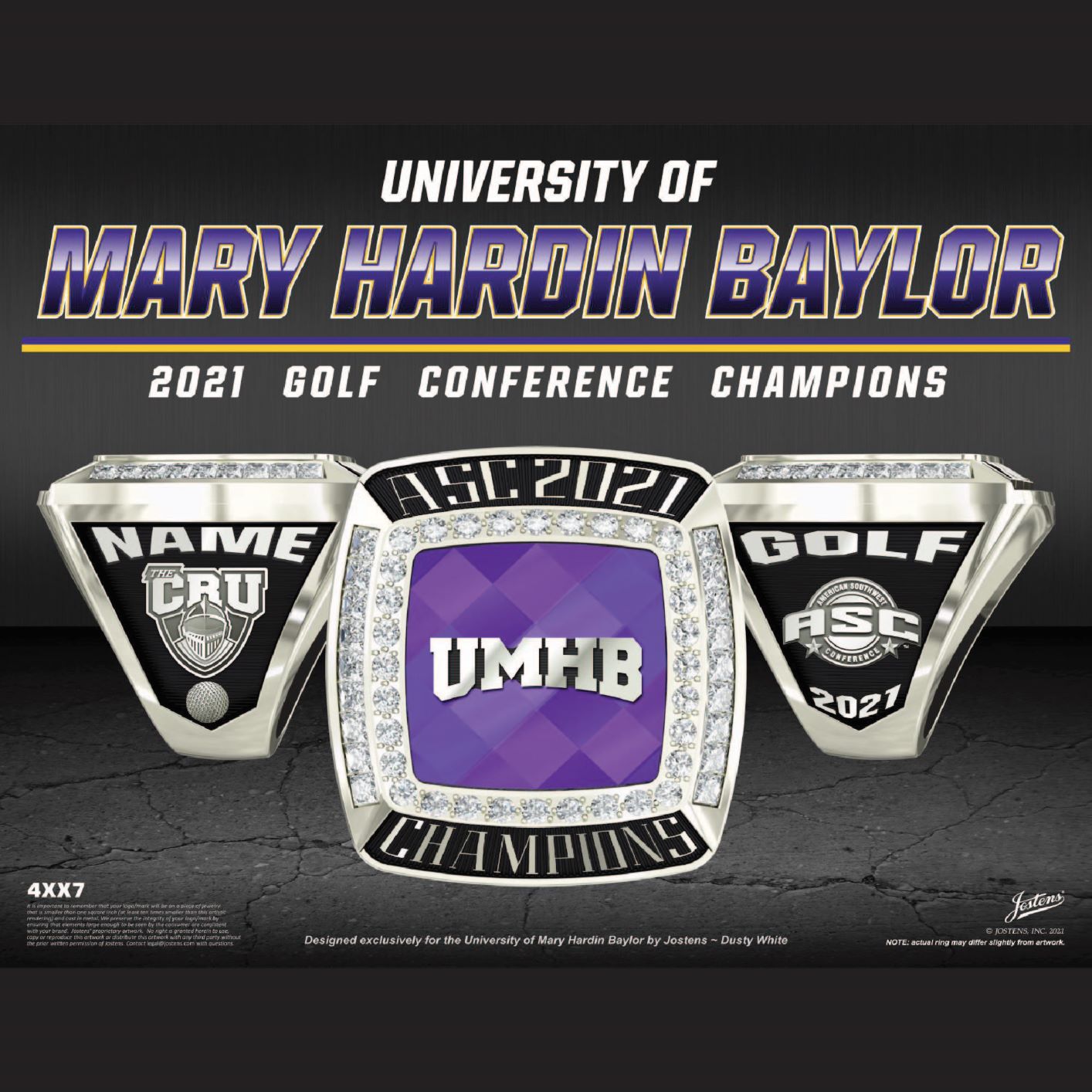 University of Mary Hardin Baylor Men's Golf 2021 ASC Championship Ring