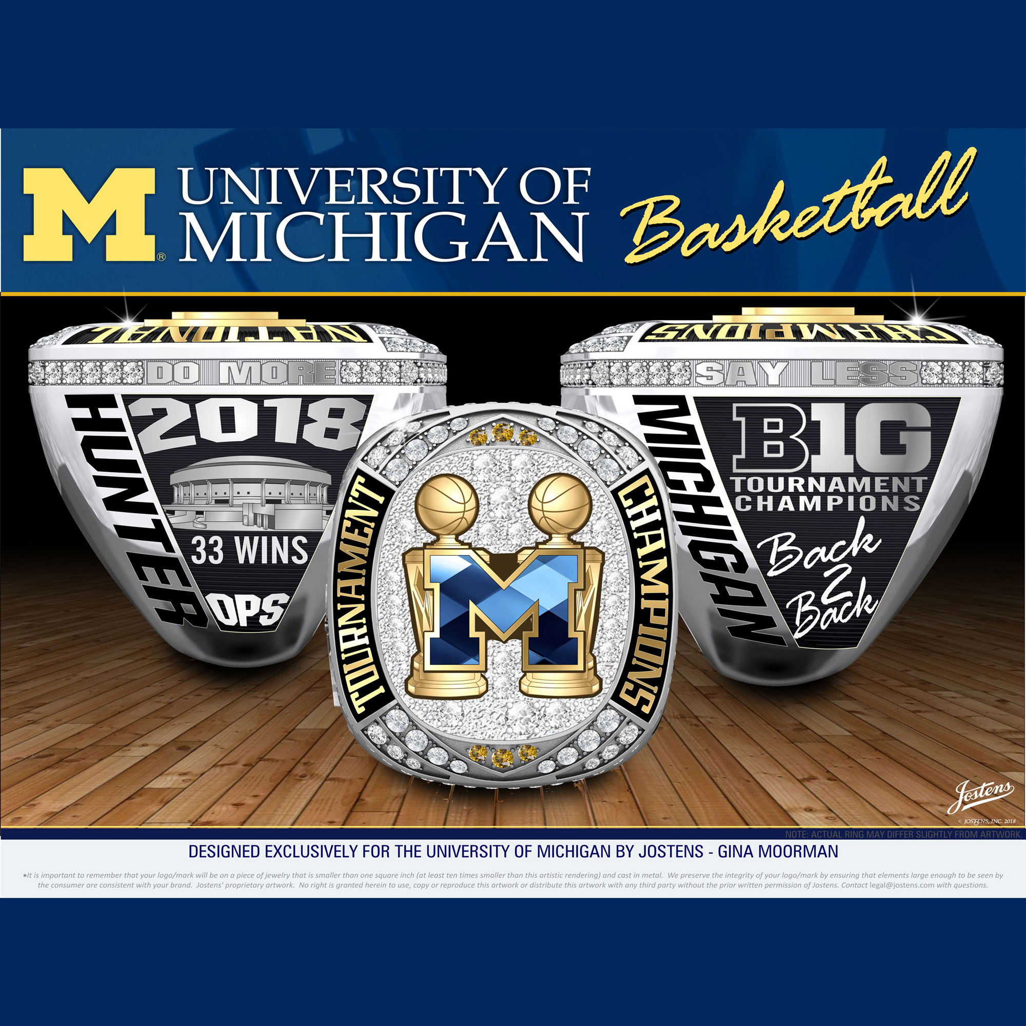 University of Michigan Men's Basketball 2018 Big Ten Tournament Championship Ring