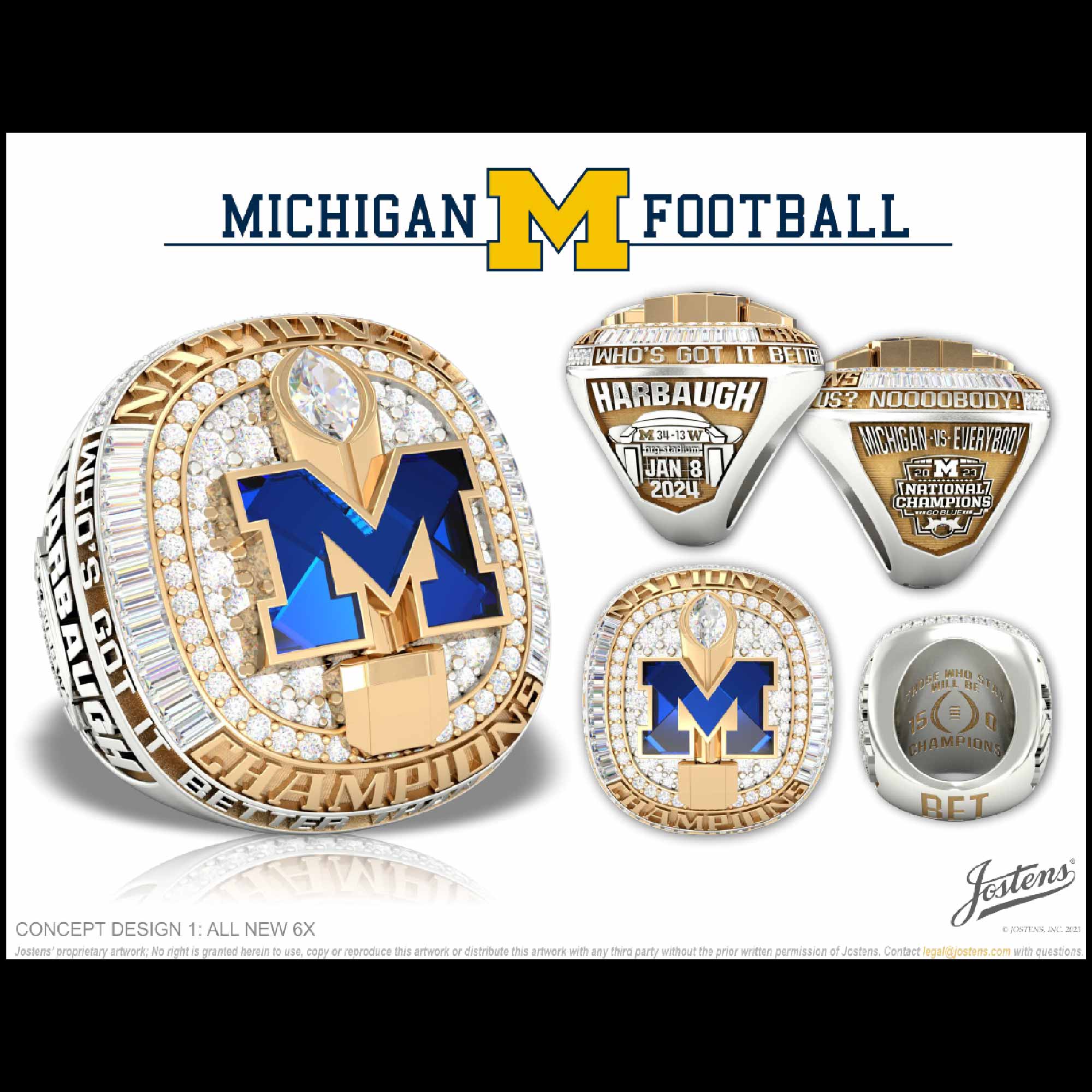 University of Michigan Men's Football 2023 National Championship Ring