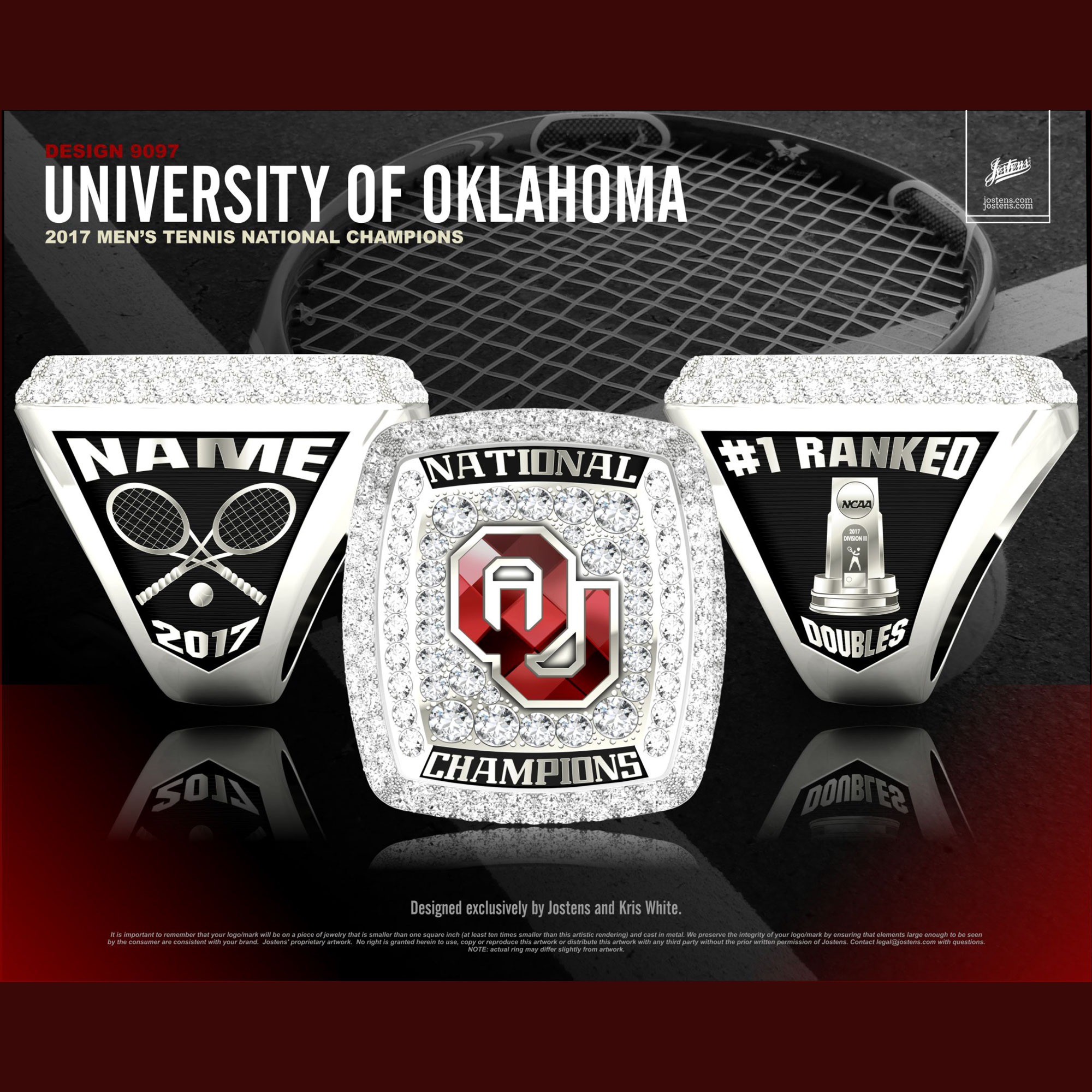 University of Oklahoma Men's Tennis 2017 National Championship Ring