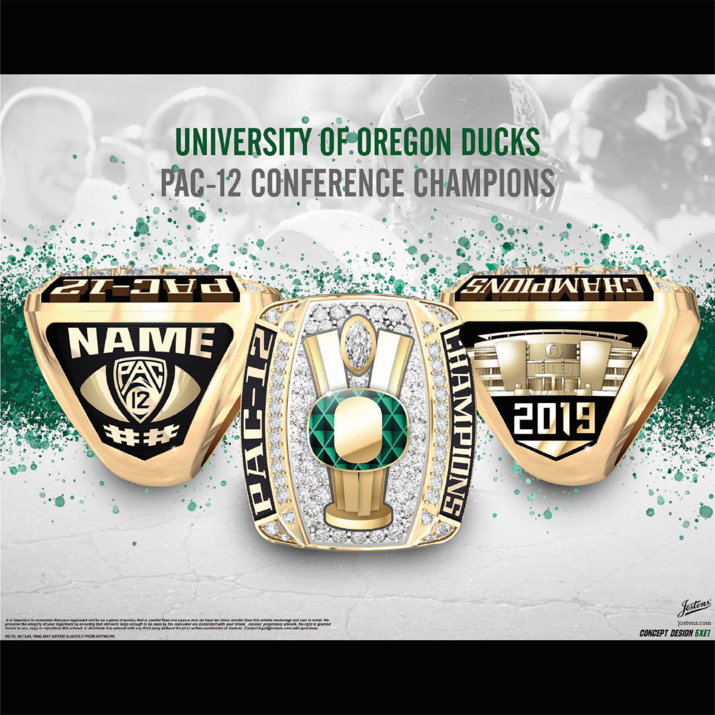 University of Oregon Men's Football 2019 Pac-12 Championship Ring