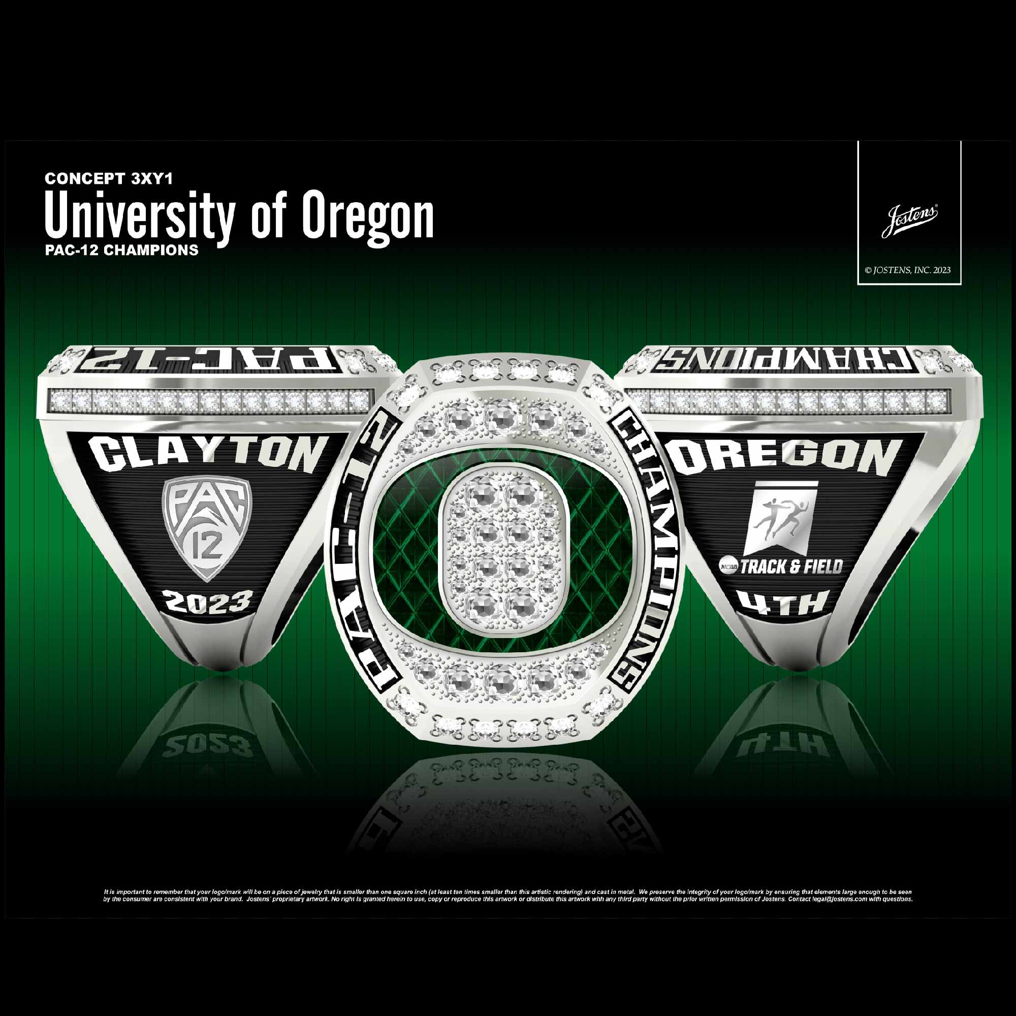 University of Oregon Women's Track & Field 2023 Pac 12 Championship Ring