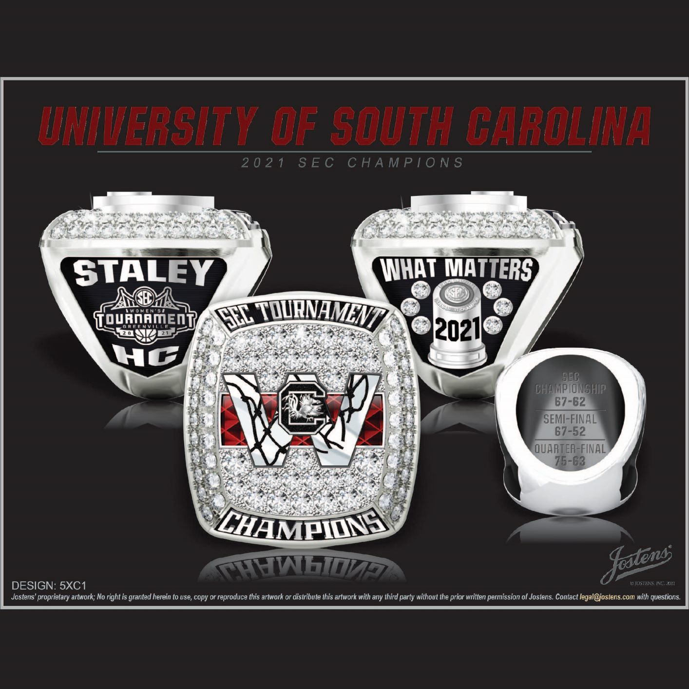University of South Carolina Women's Basketball 2021 SEC Championship Ring