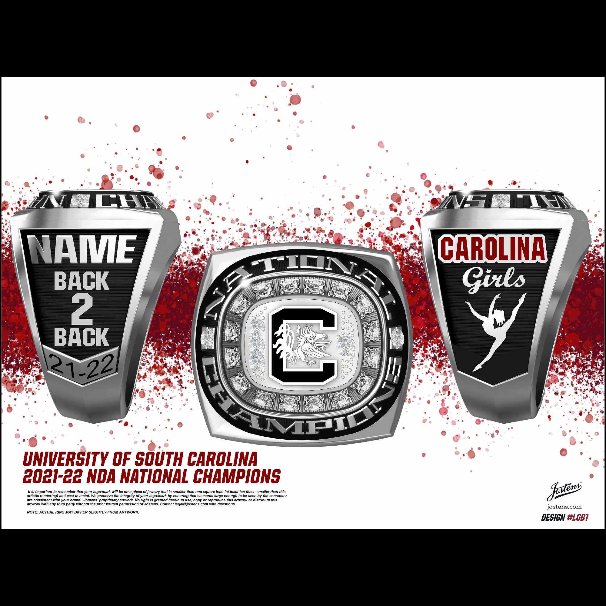 University of South Carolina Women's Dance 2022 National Championship Ring