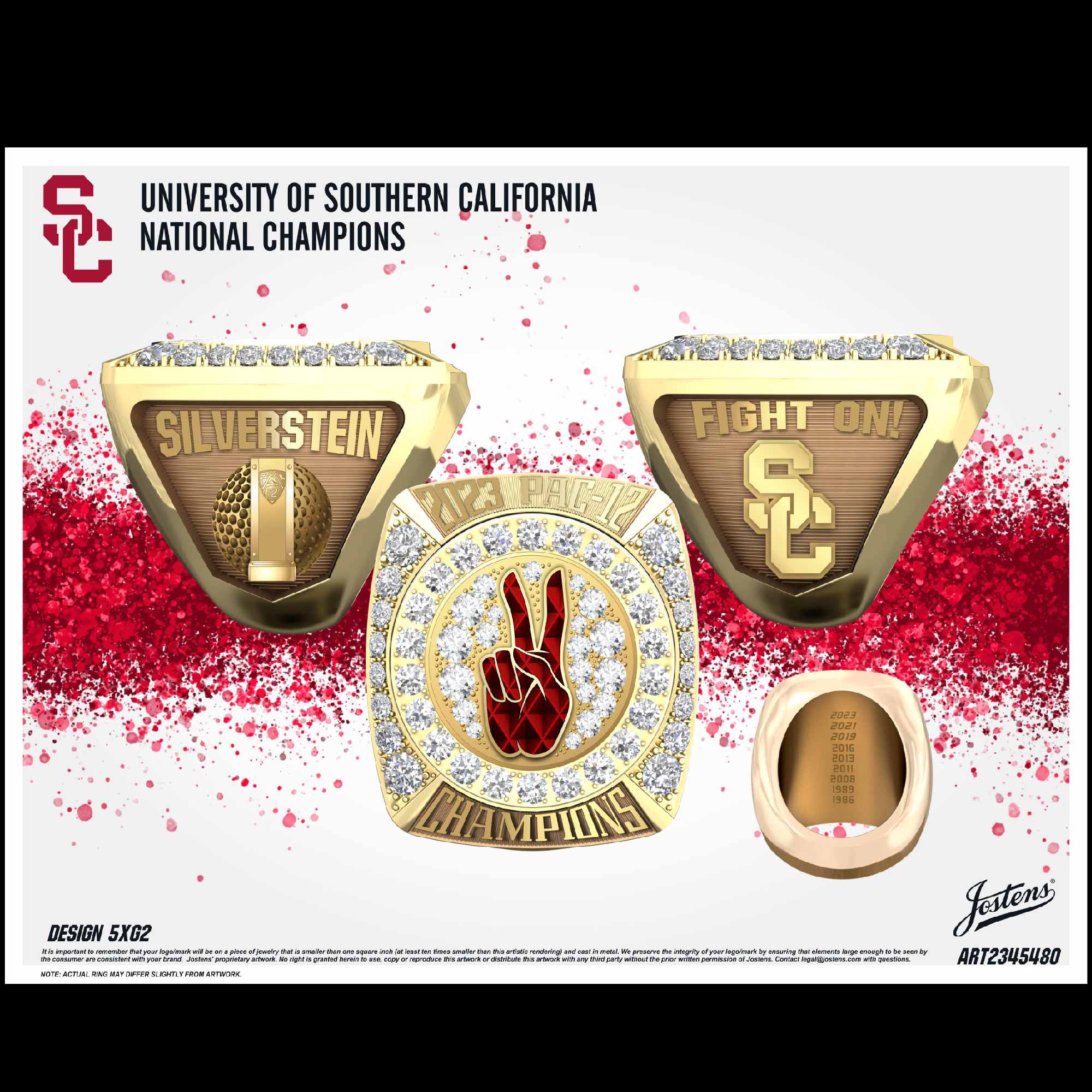 University of Southern California Women's Golf 2023 National Championship Ring