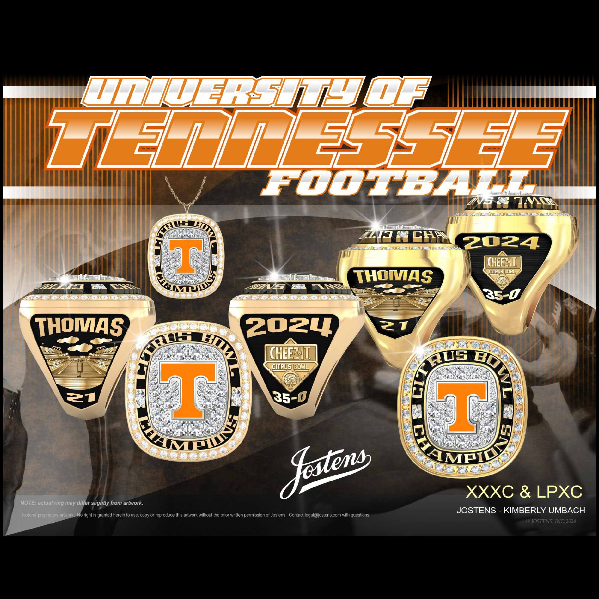 University of Tennessee Men's Football 2024 Citrus Bowl Championship Ring