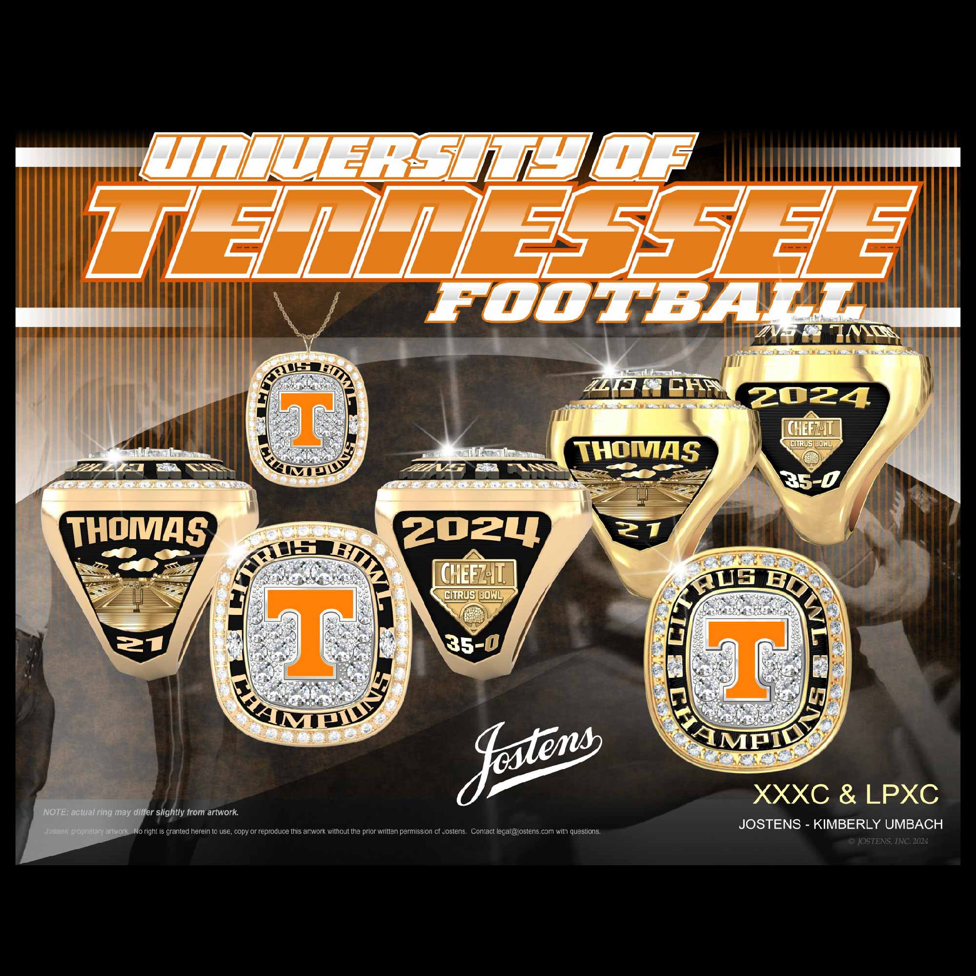 University of Tennessee Men's Football 2024 Citrus Bowl Championship Ring
