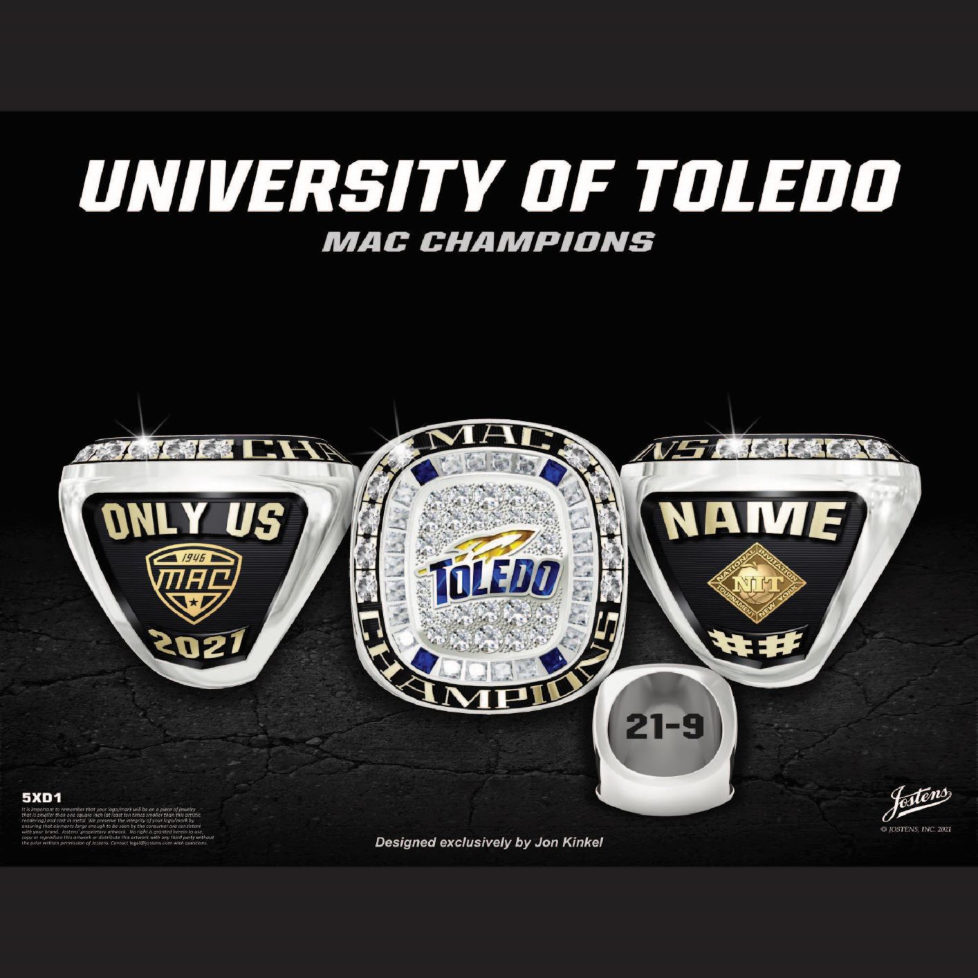 University of Toledo Men's Basketball 2021 MAC Championship Ring