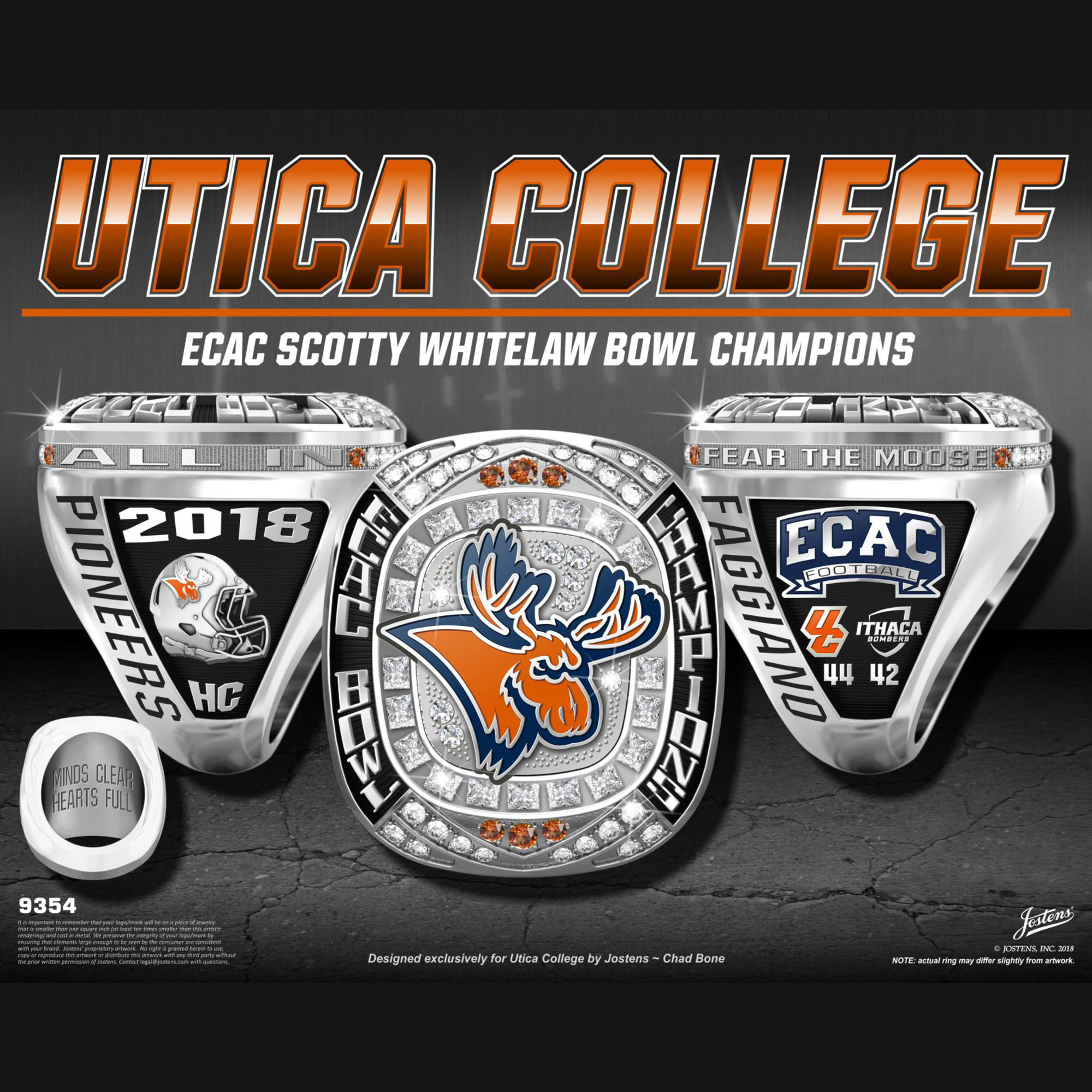 Utica College Men's Football 2018 ECAC Bowl Championship Ring