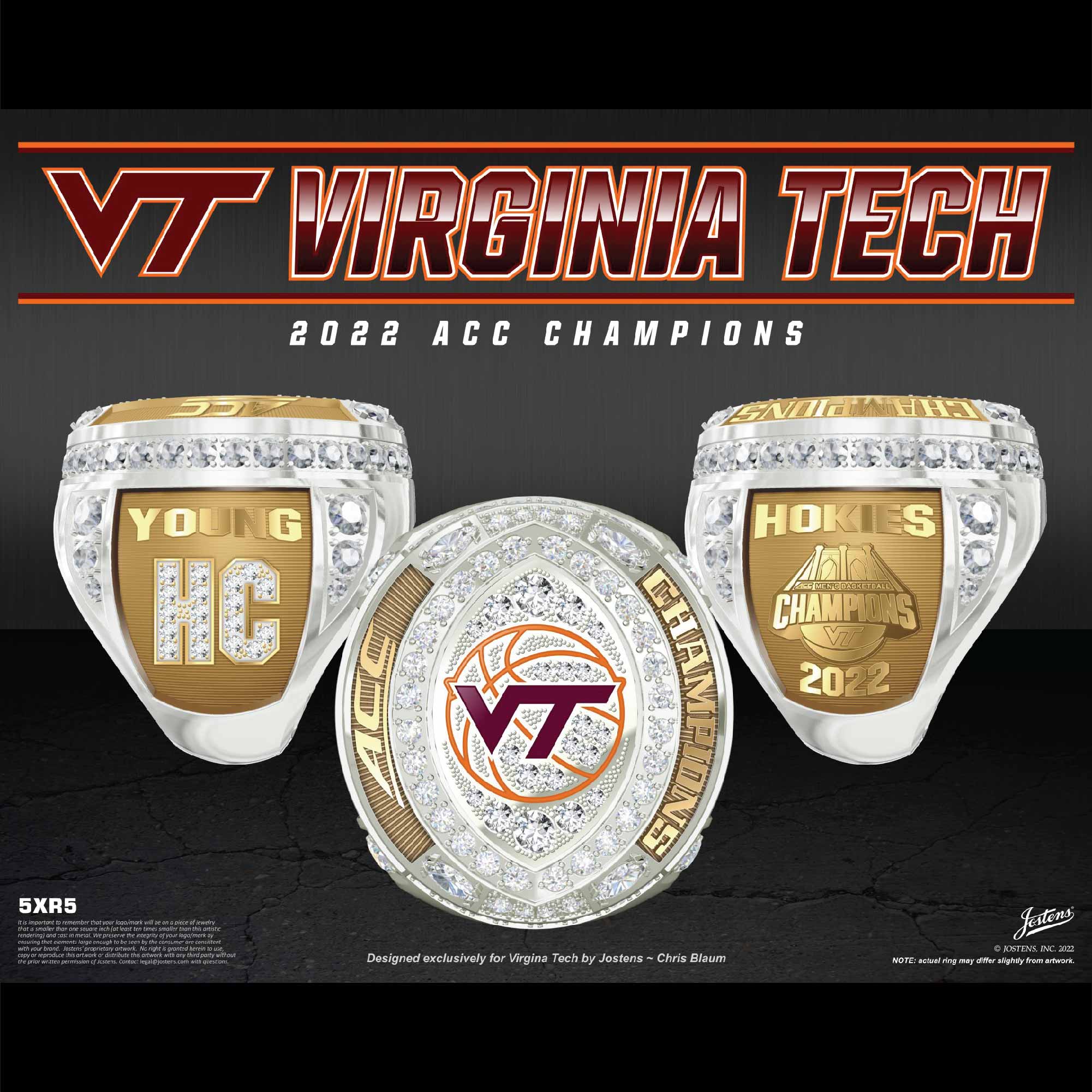 Virginia Tech University Men's Basketball 2022 ACC Championship Ring