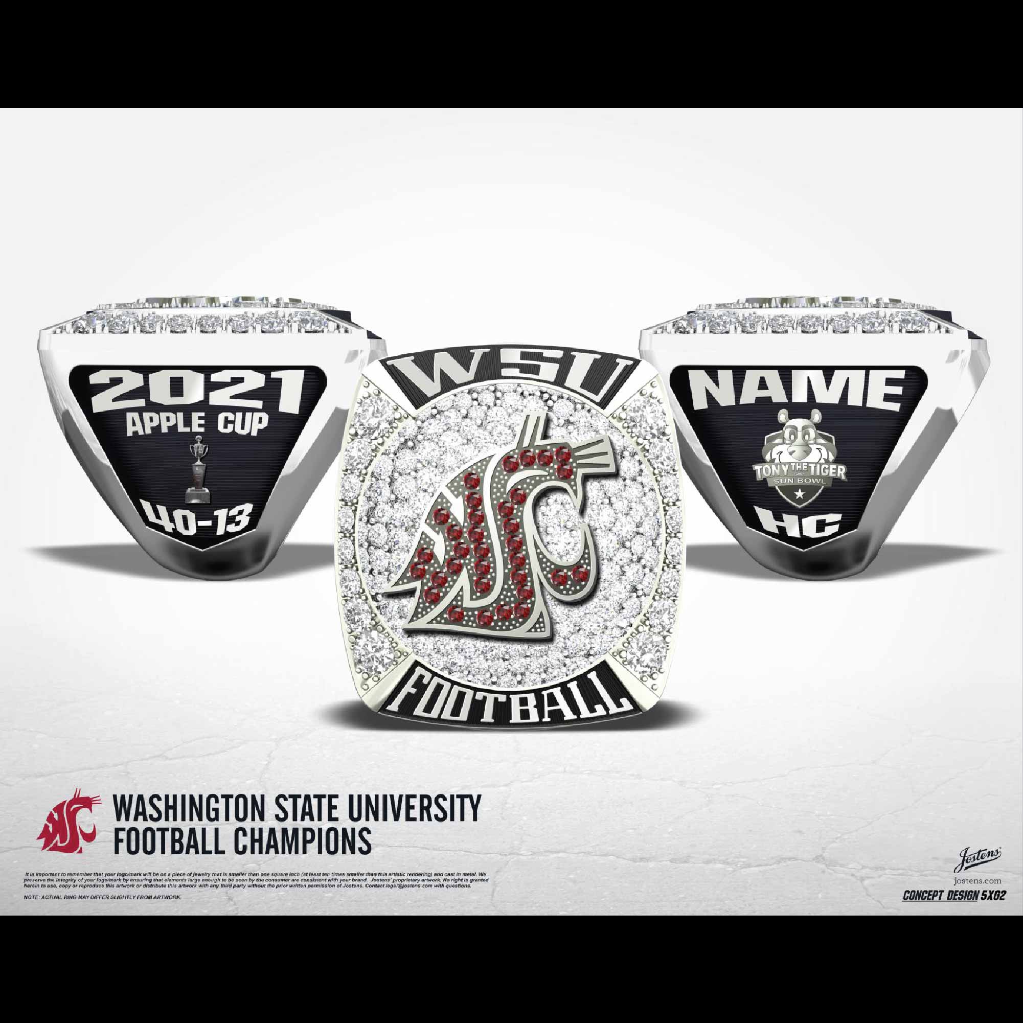 Washington State University Men's Football 2021 Apple Cup Championship Ring